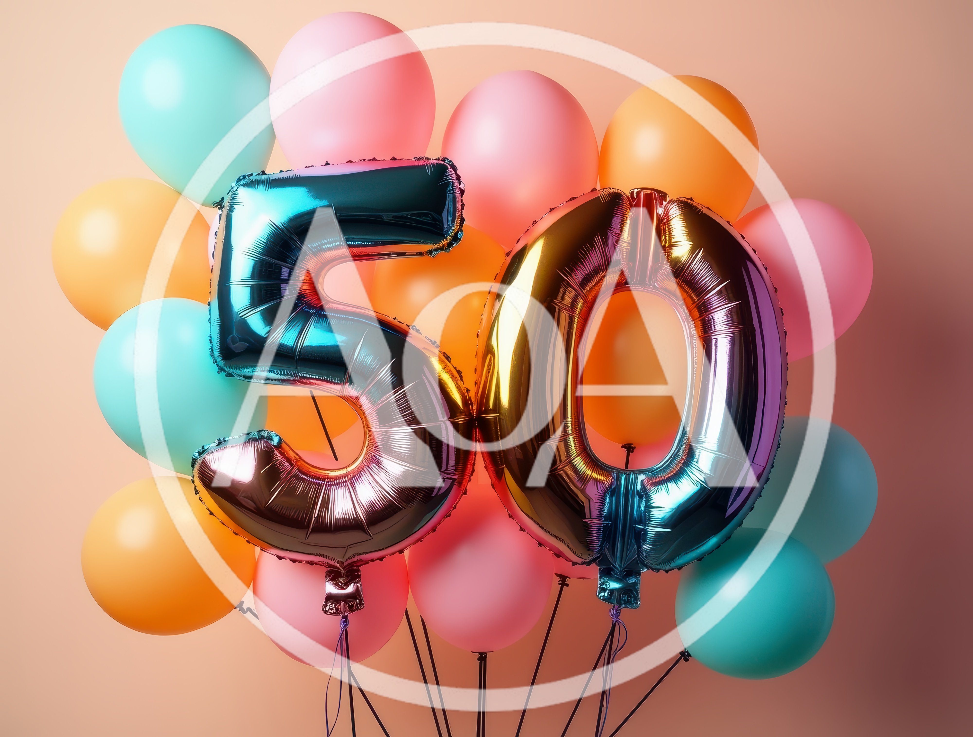 Iridescent Number Fifty Balloons for Birthday Celebration