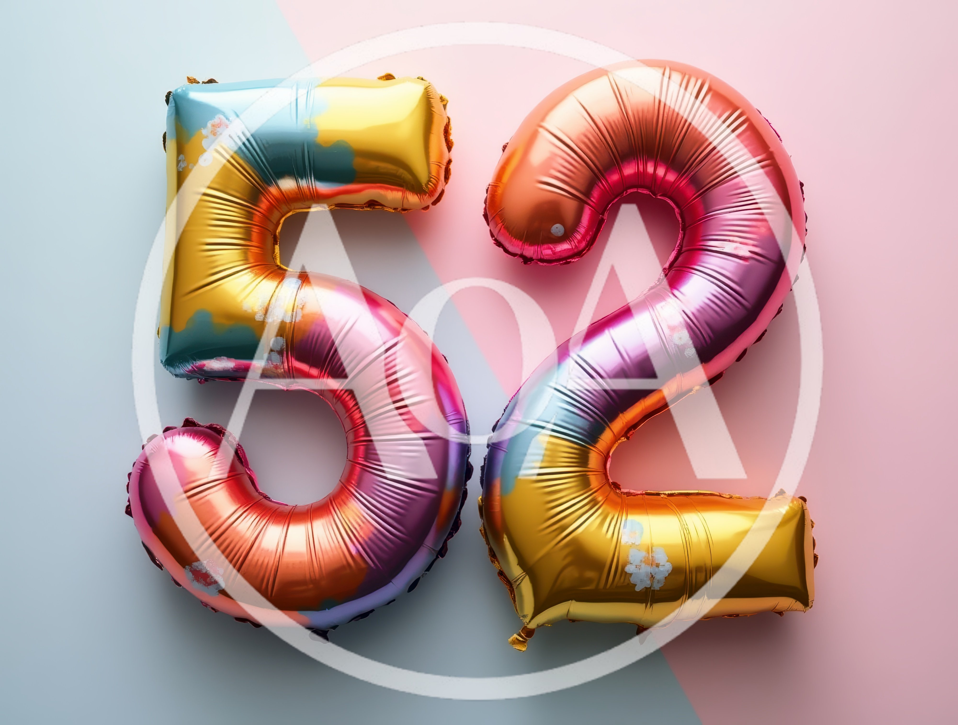 Colorful Number Fifty Two Foil Balloons