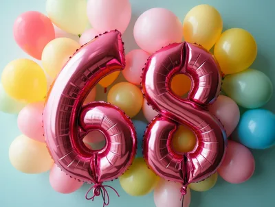 Pink Foil Number Sixty Eight Balloons