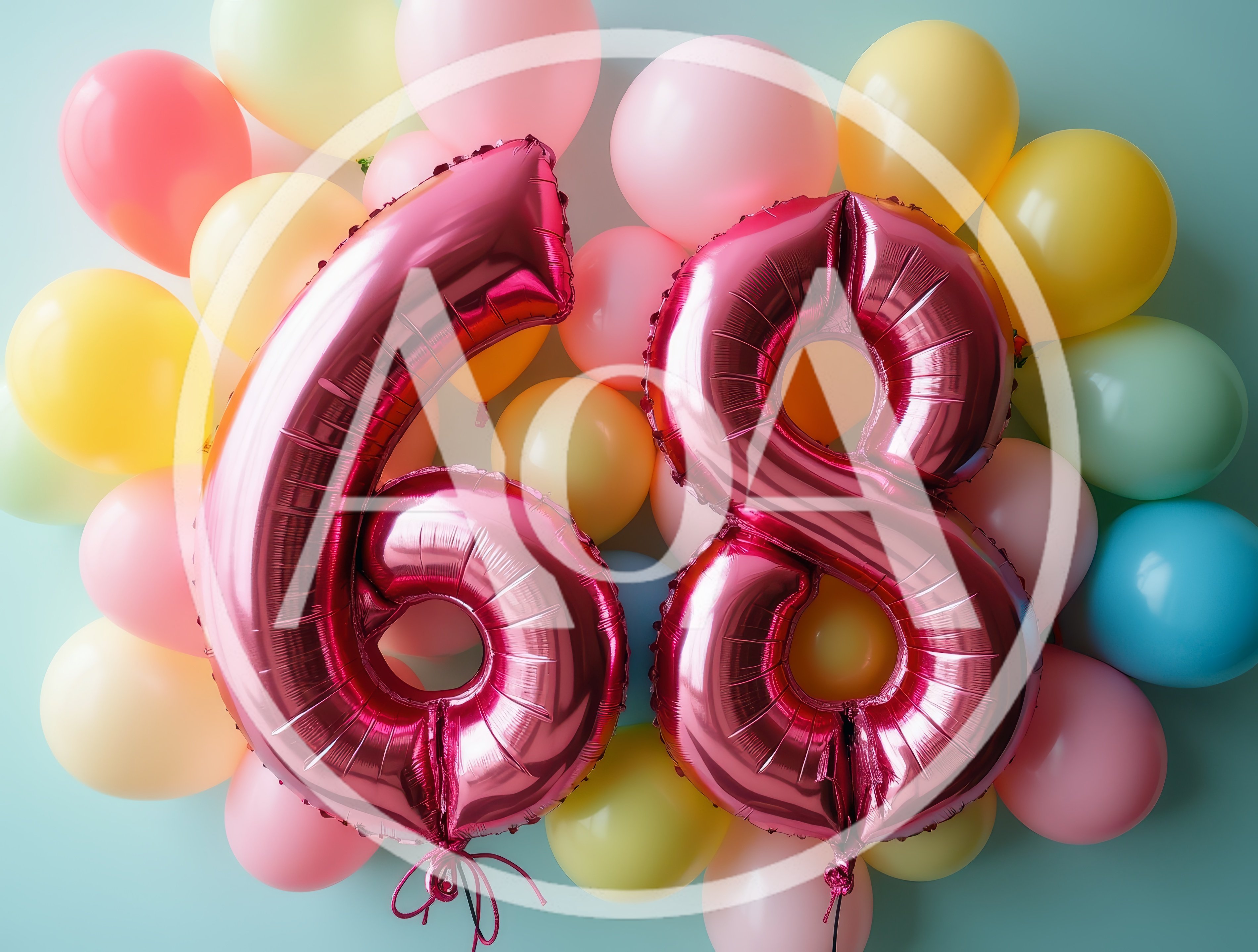 Pink Foil Number Sixty Eight Balloons