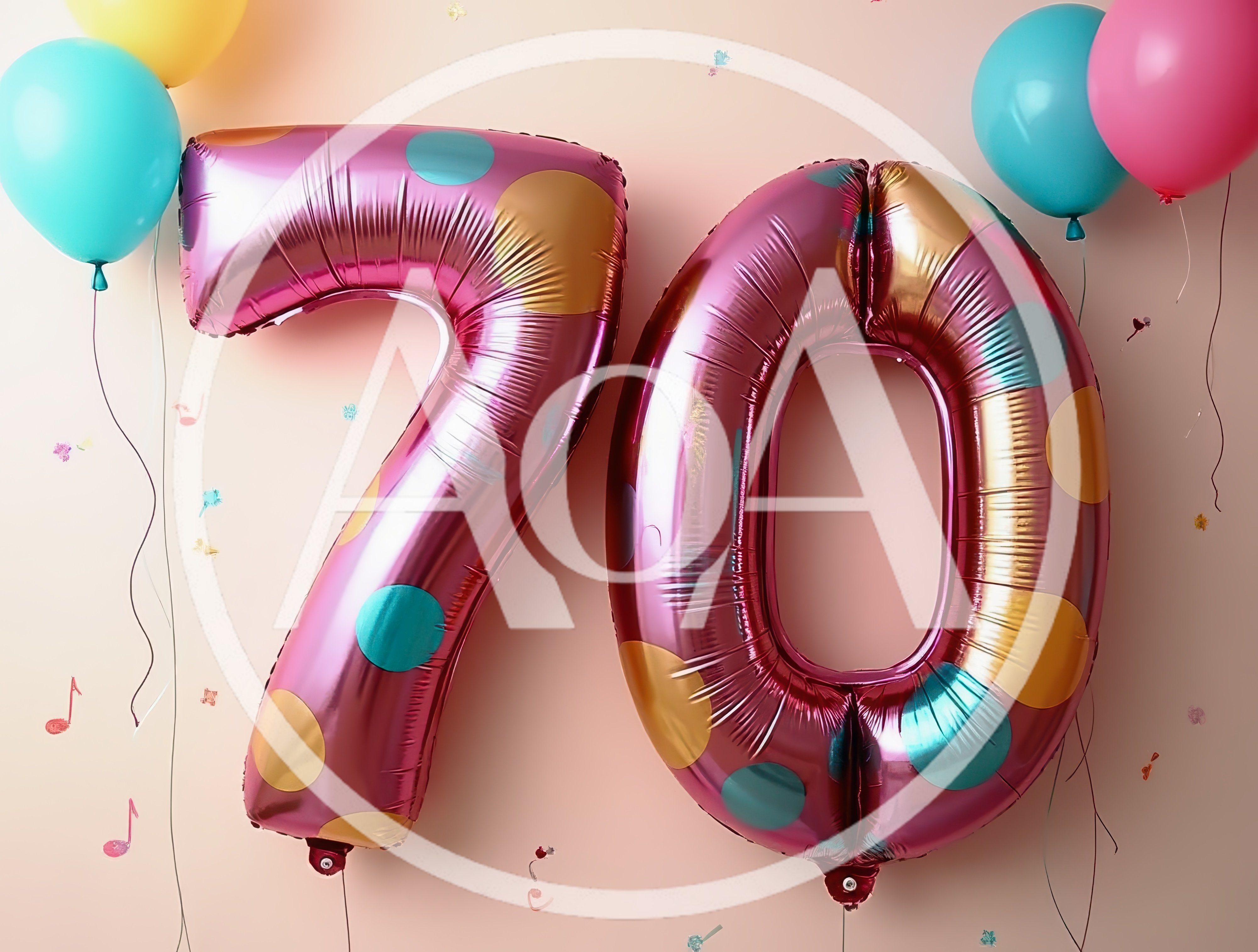 Seventieth Birthday Celebration Foil Balloons