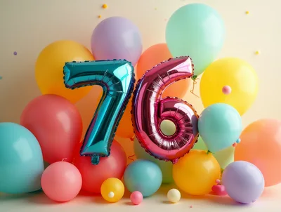 Seventy Sixth Birthday Celebration Balloon Arrangement