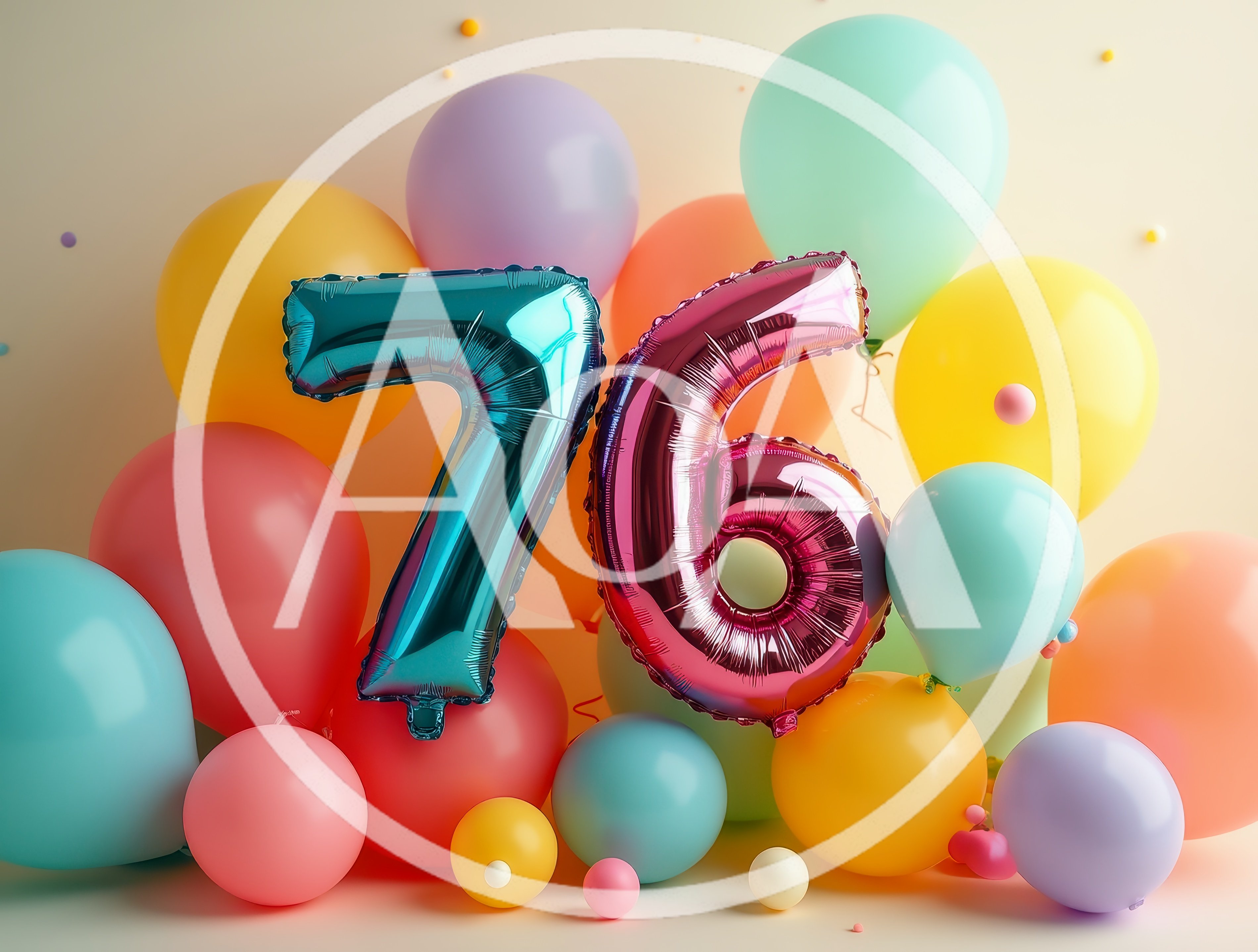 Seventy Sixth Birthday Celebration Balloon Arrangement