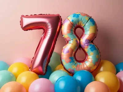Seventy Eight Number Balloons With Colorful Party Balloons