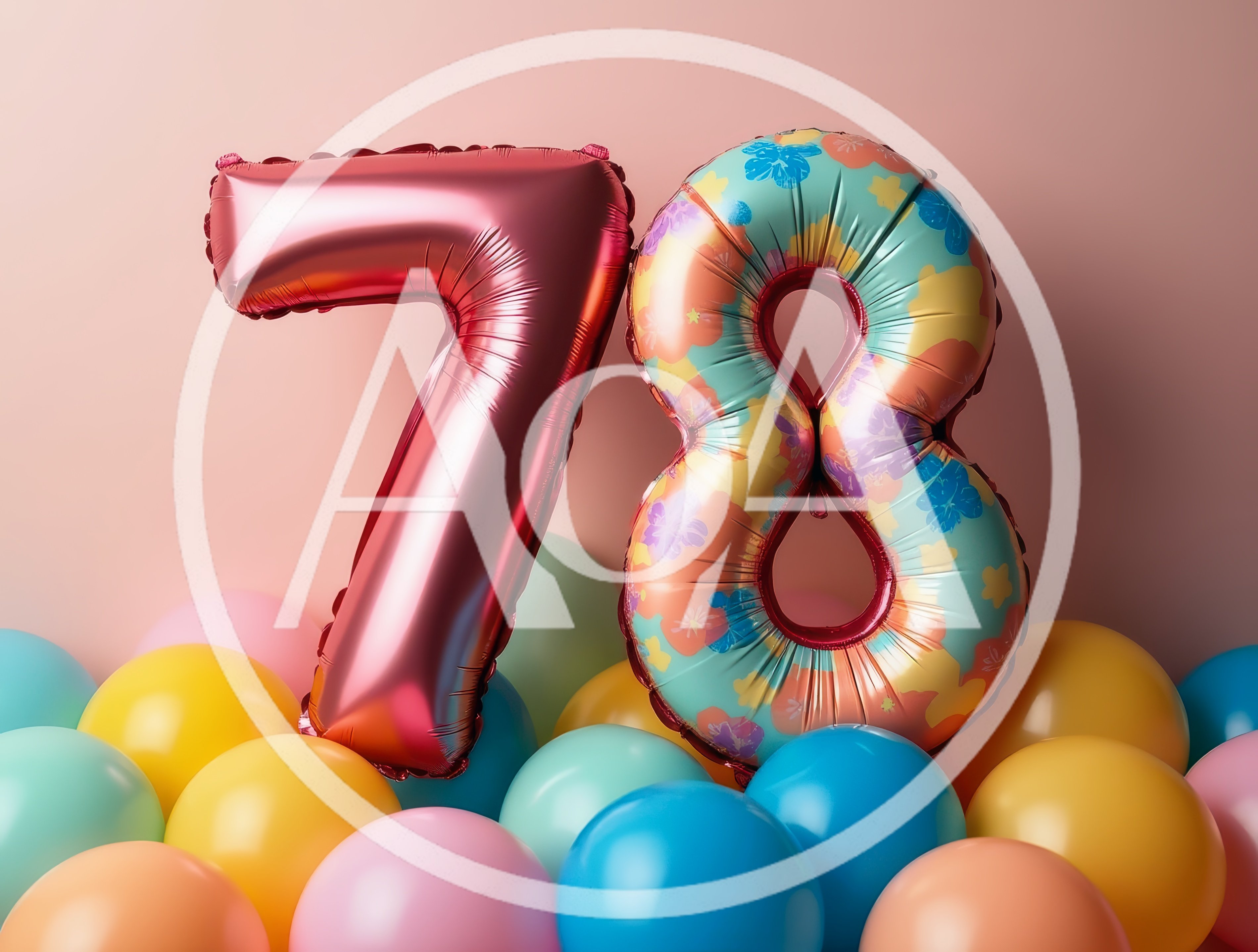 Seventy Eight Number Balloons With Colorful Party Balloons