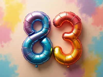 Metallic Foil Balloon Number Eighty Three