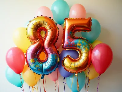 Colorful Number 85 Foil Balloons for Birthday Celebration
