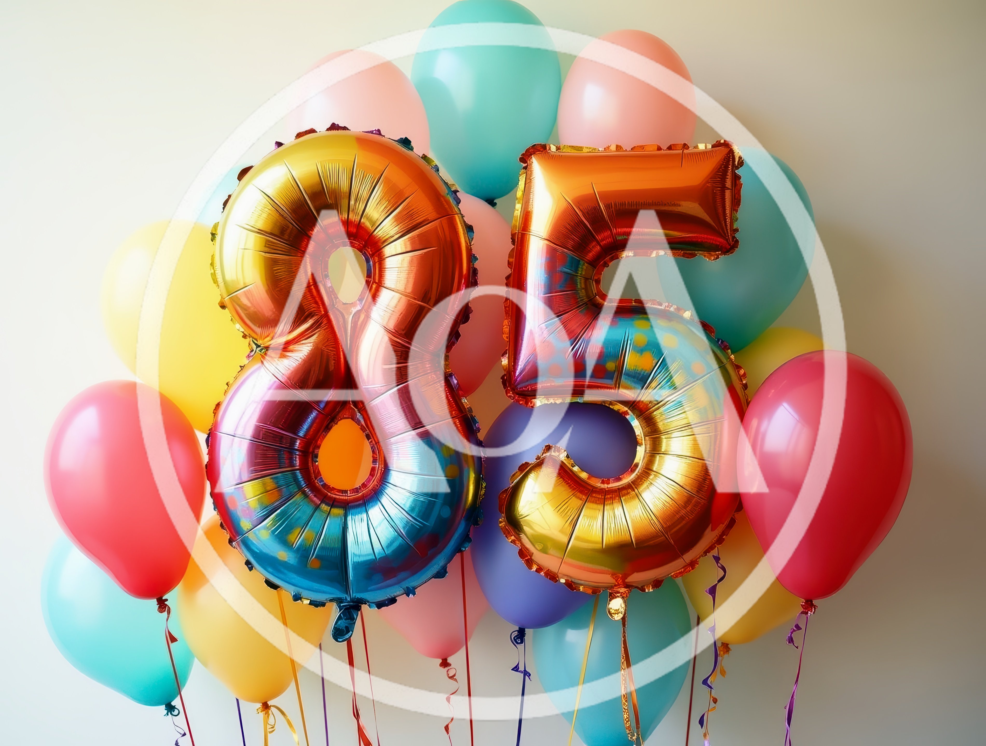 Colorful Number 85 Foil Balloons for Birthday Celebration