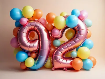 Number 92 Foil Balloons With Colorful Party Decor