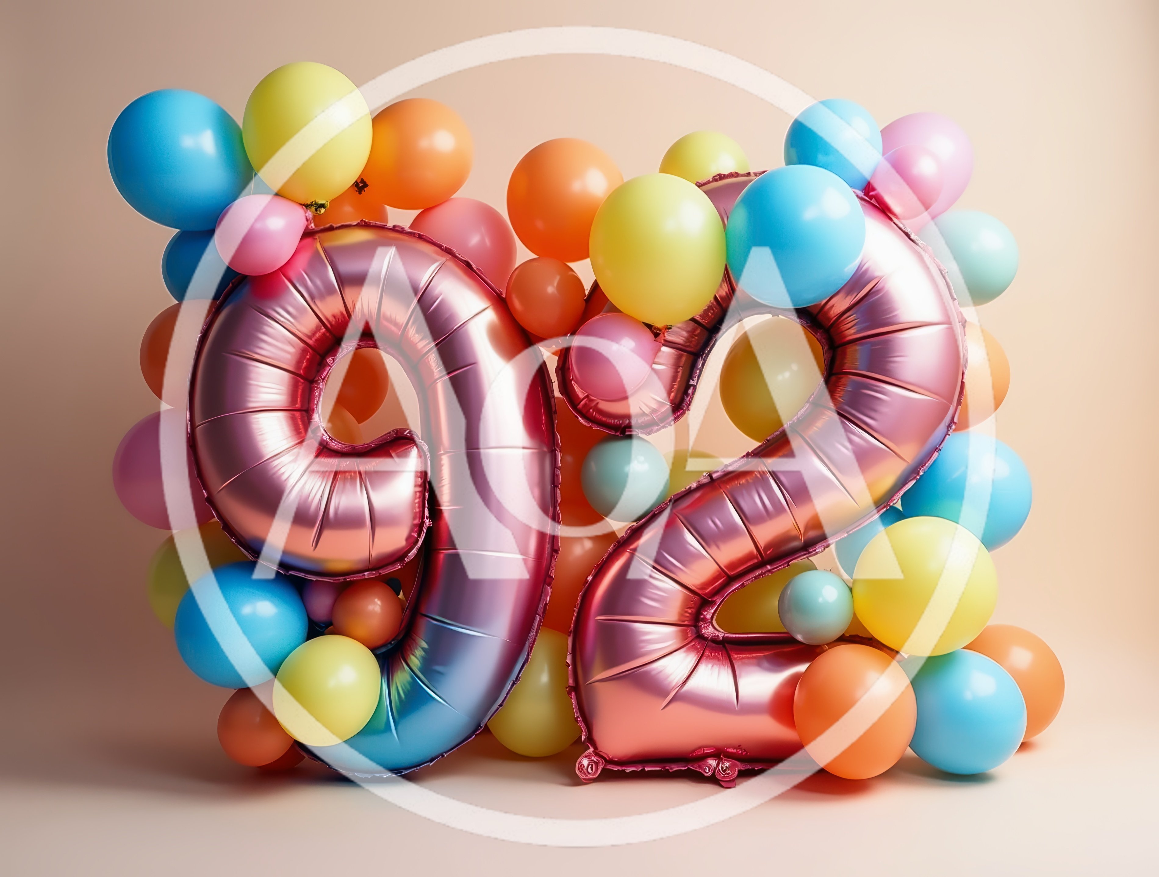 Number 92 Foil Balloons With Colorful Party Decor