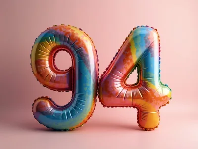 Colorful Number Ninety Four Foil Balloons