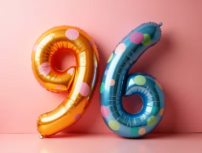 Polka Dot Number 96 Foil Balloons