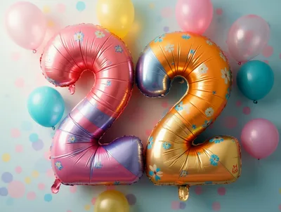 Number Twenty Two Foil Balloons For Birthday Celebration