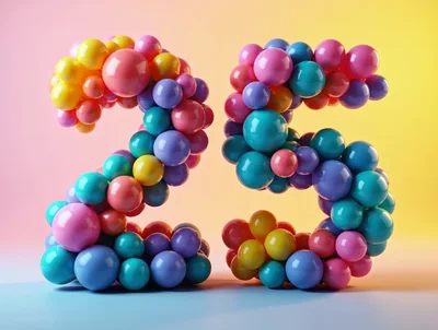 Number Twenty Five Made Of Colorful Glossy Spheres
