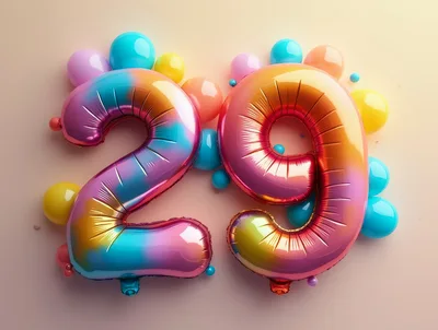 Colorful Foil Balloon Number Twenty Nine