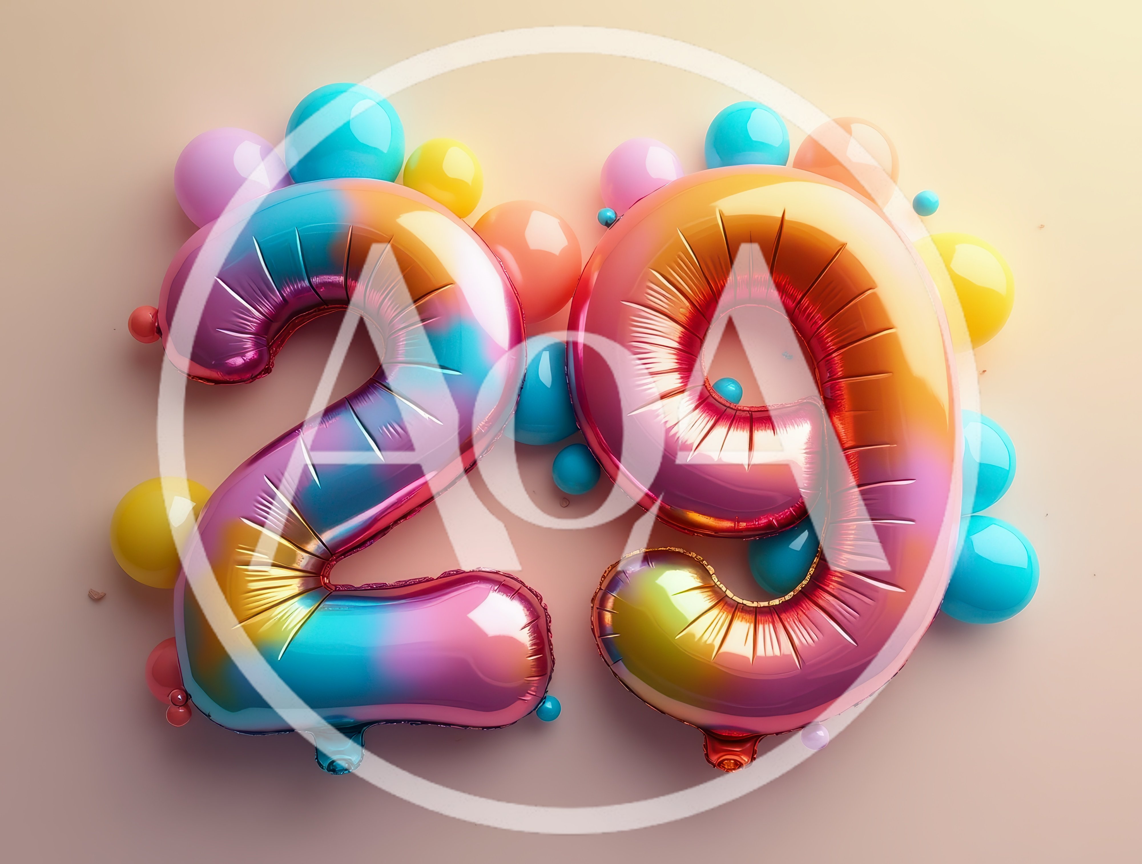 Colorful Foil Balloon Number Twenty Nine