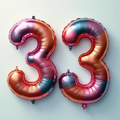 Iridescent Foil Number Thirty Three Balloons