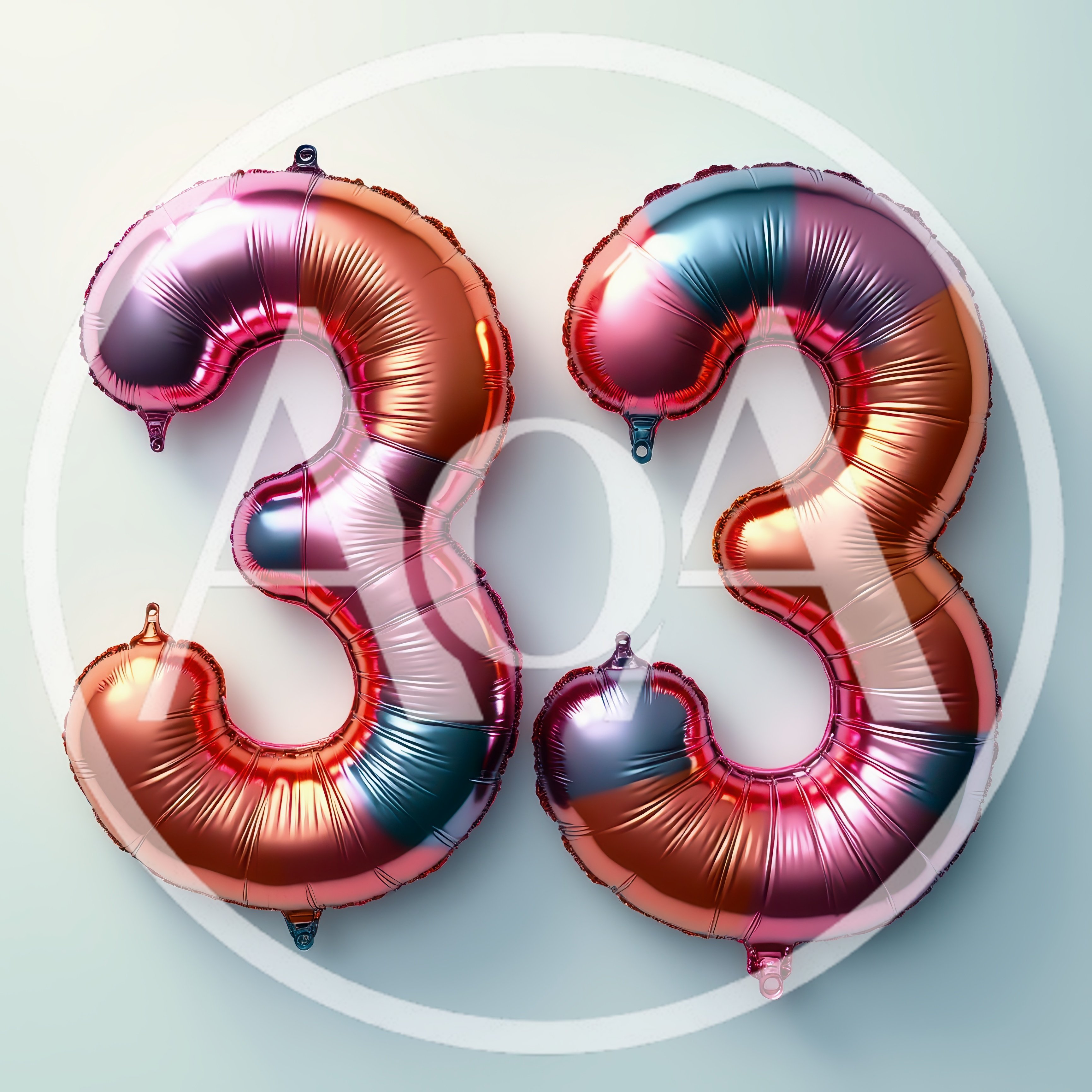 Iridescent Foil Number Thirty Three Balloons