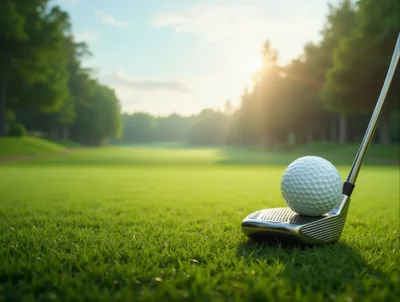 Golf Ball Resting On A Metal Iron Club