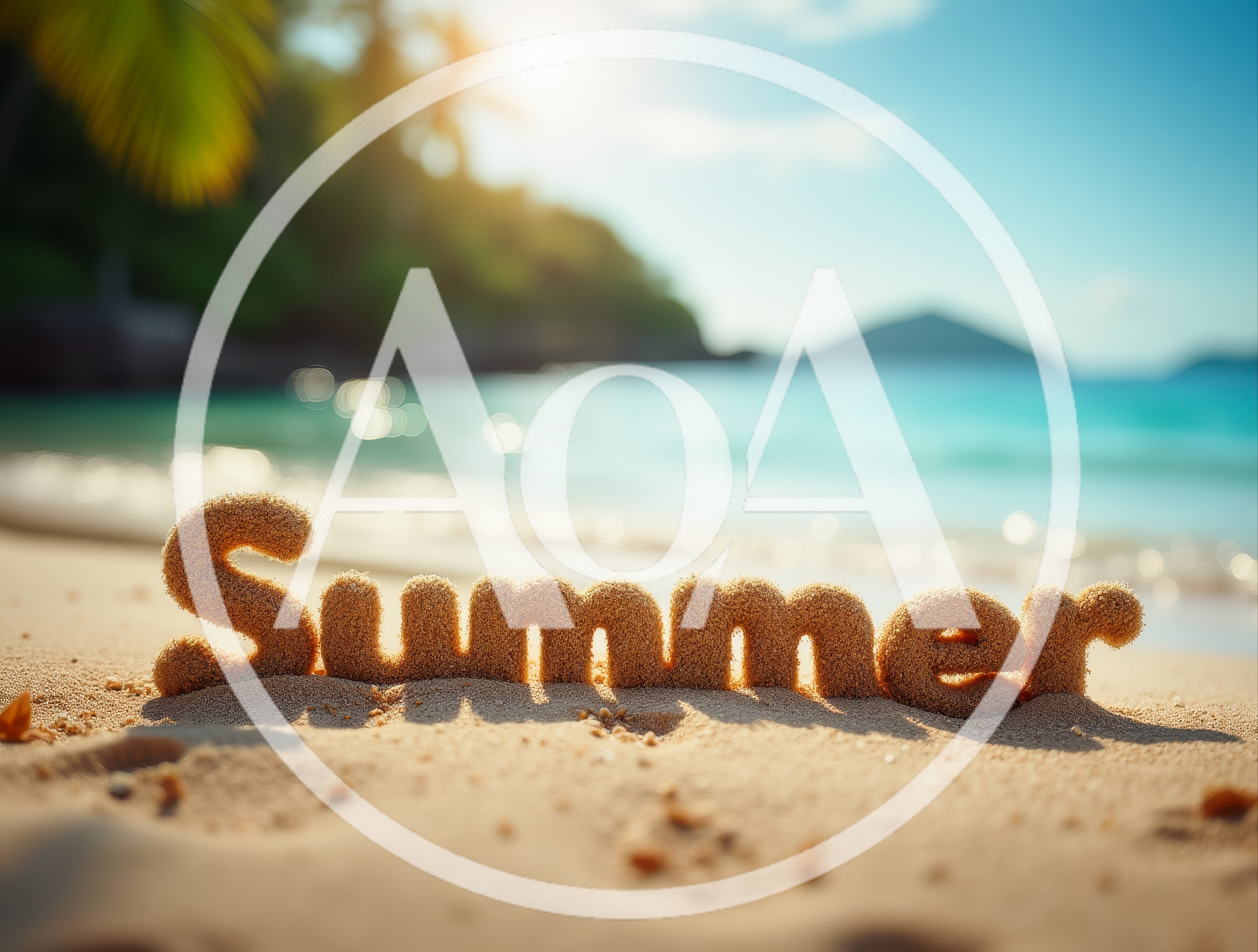 Summer Text Sculpted In Sand On Tropical Beach