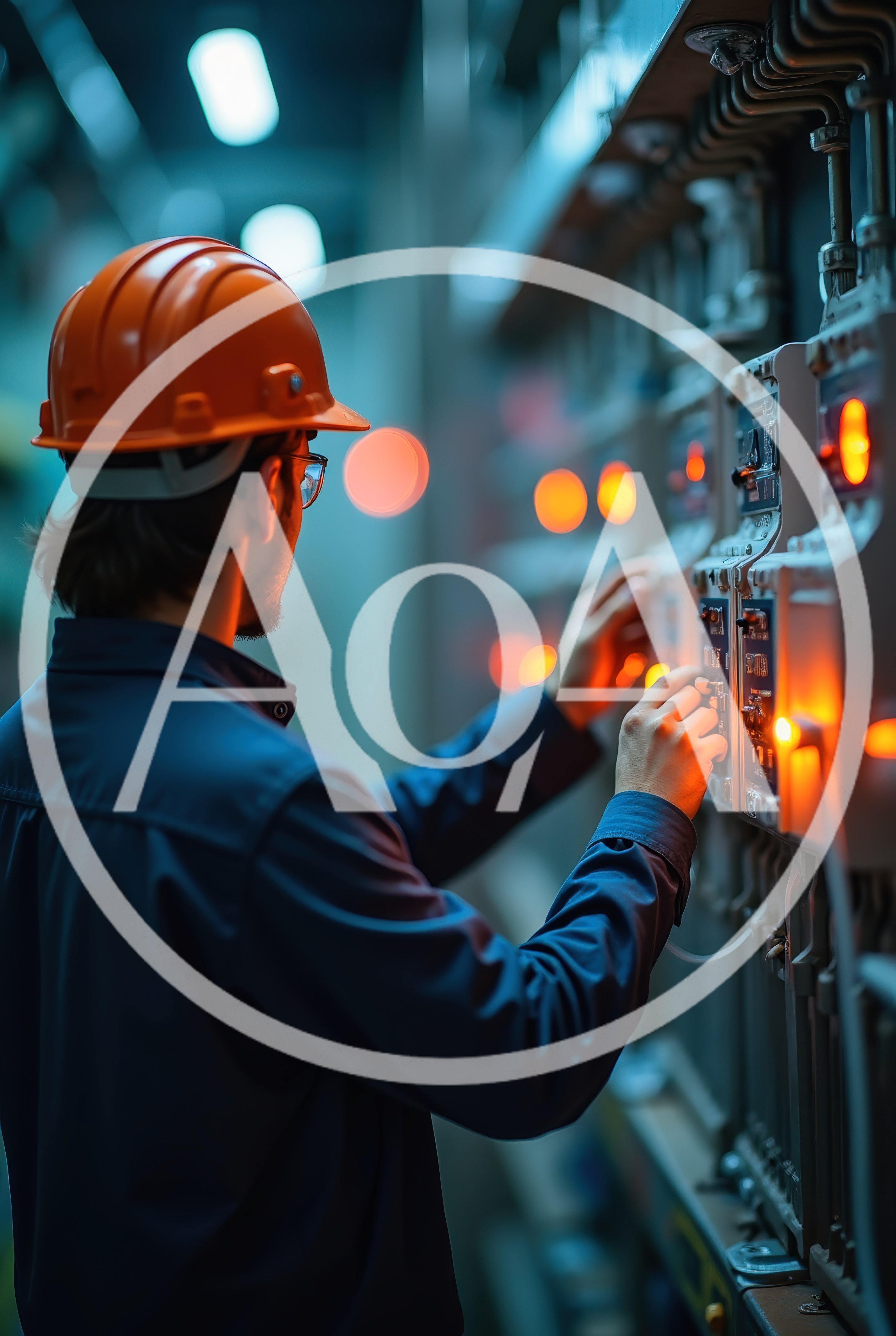 Industrial Technician Operating Electrical Control Panel