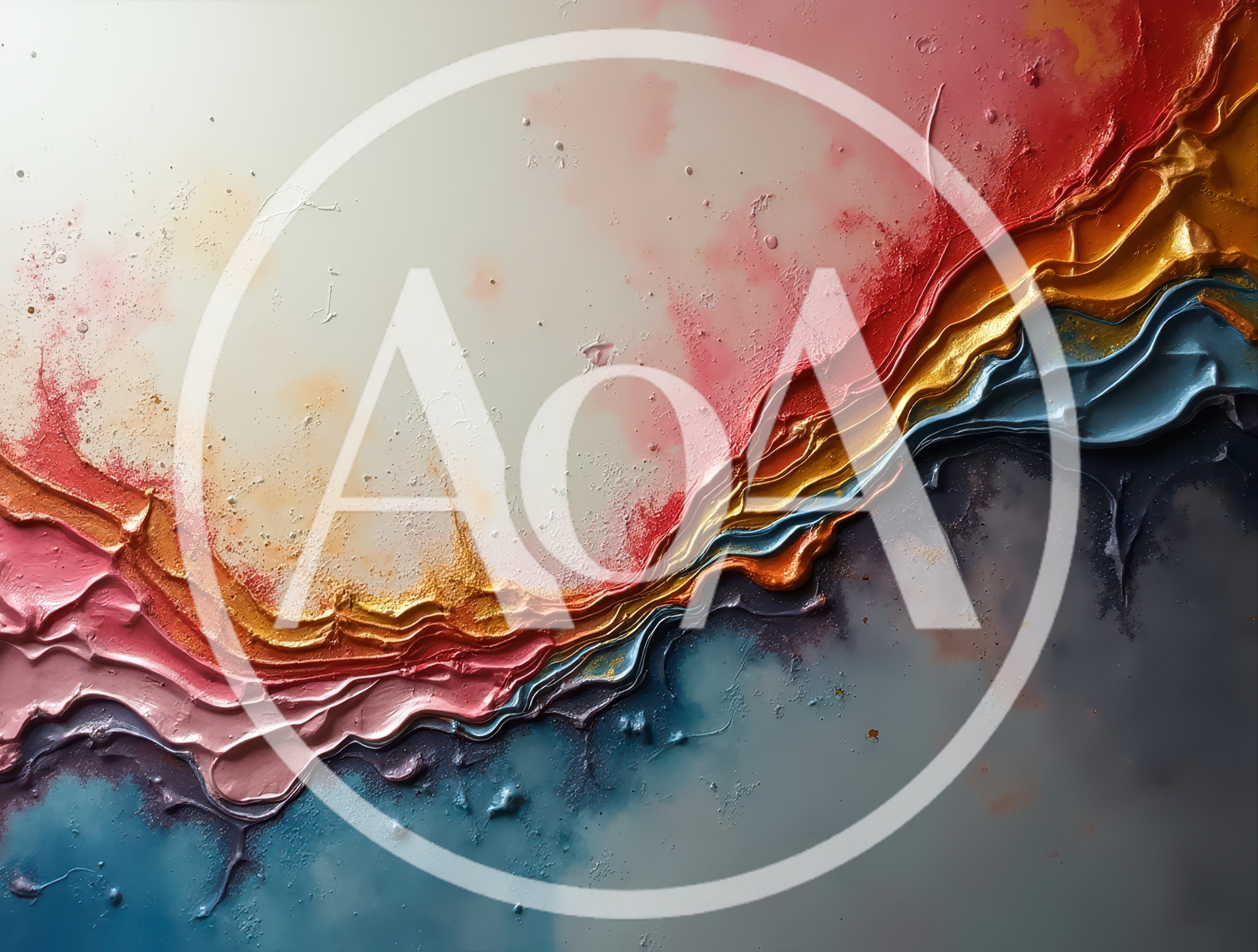 Abstract Oil Painting With Textured Colorful Waves