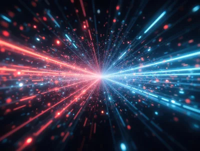 Abstract Digital Tunnel With Red And Blue Light Streaks