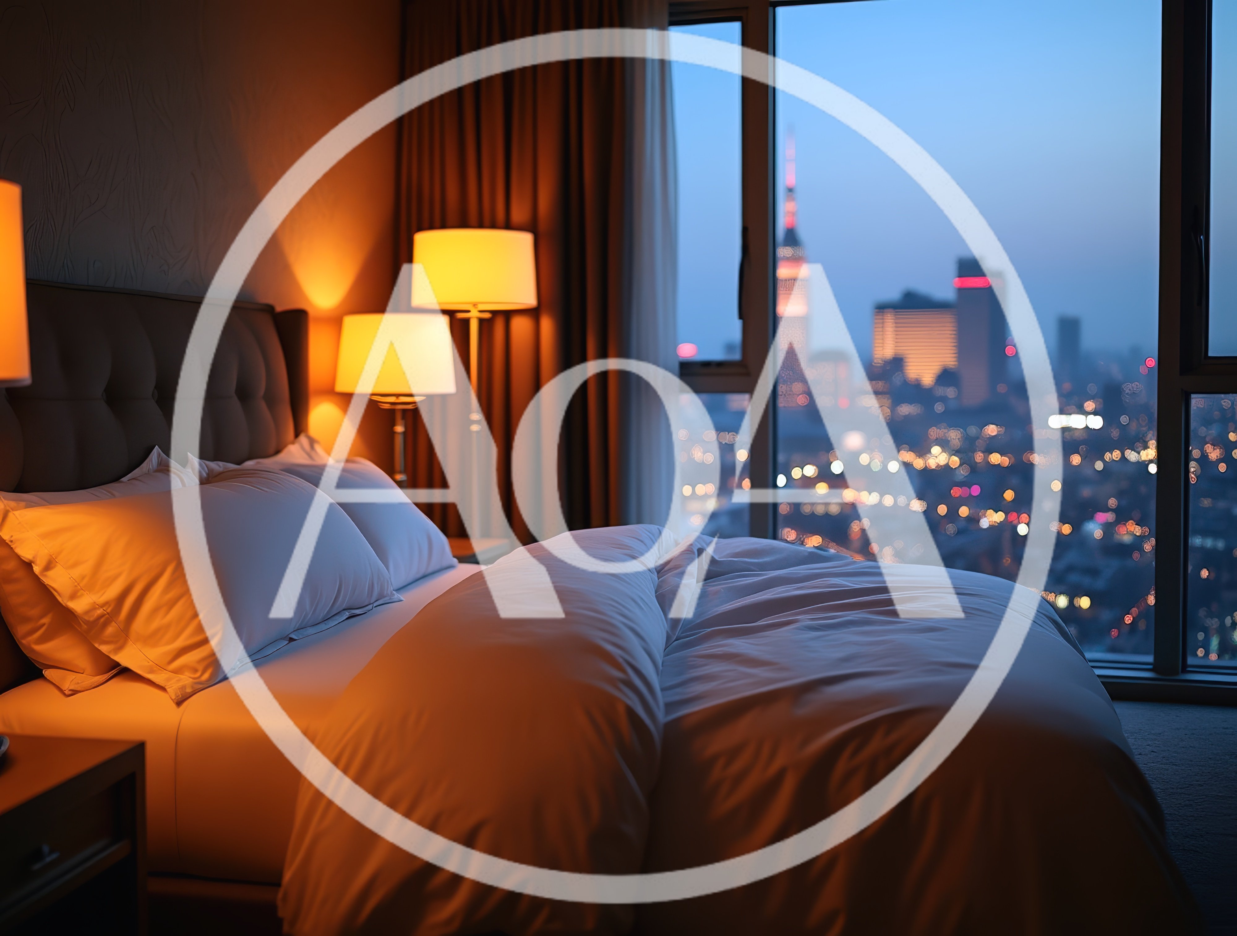 Luxury Hotel Bedroom With City Skyline View
