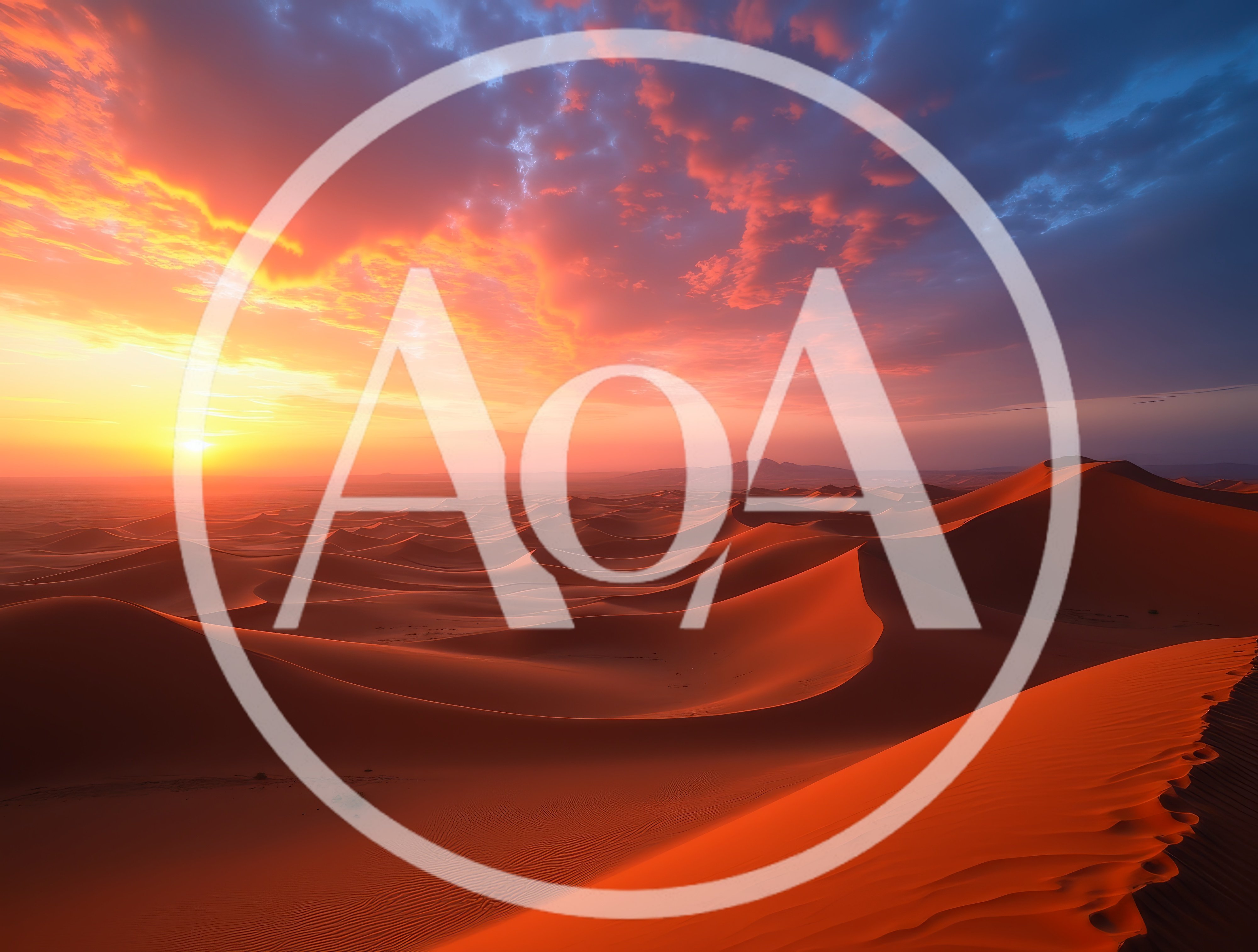 Vibrant Sunset Over Vast Desert Sand Dunes