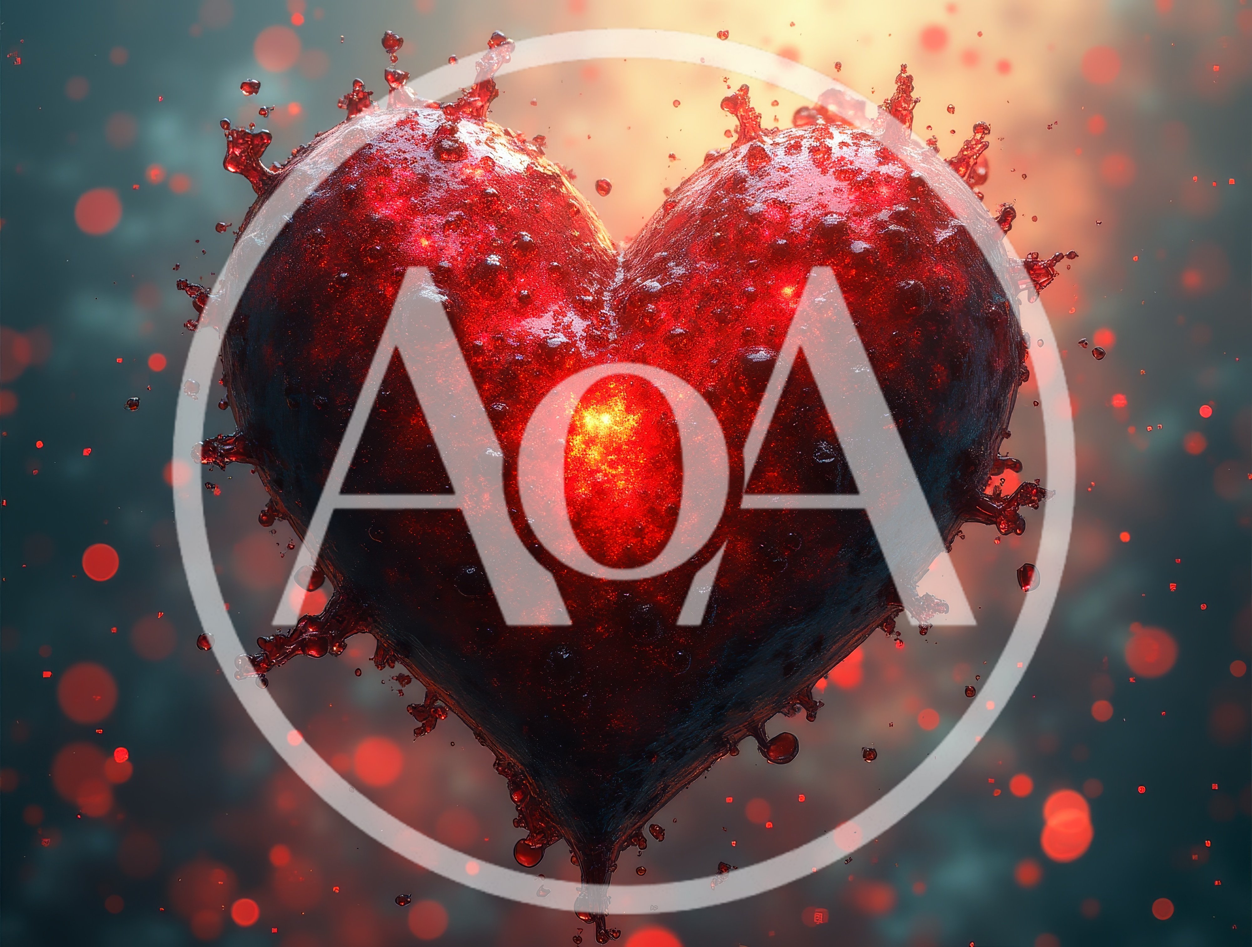 Abstract Glowing Red Heart With Liquid Splashes