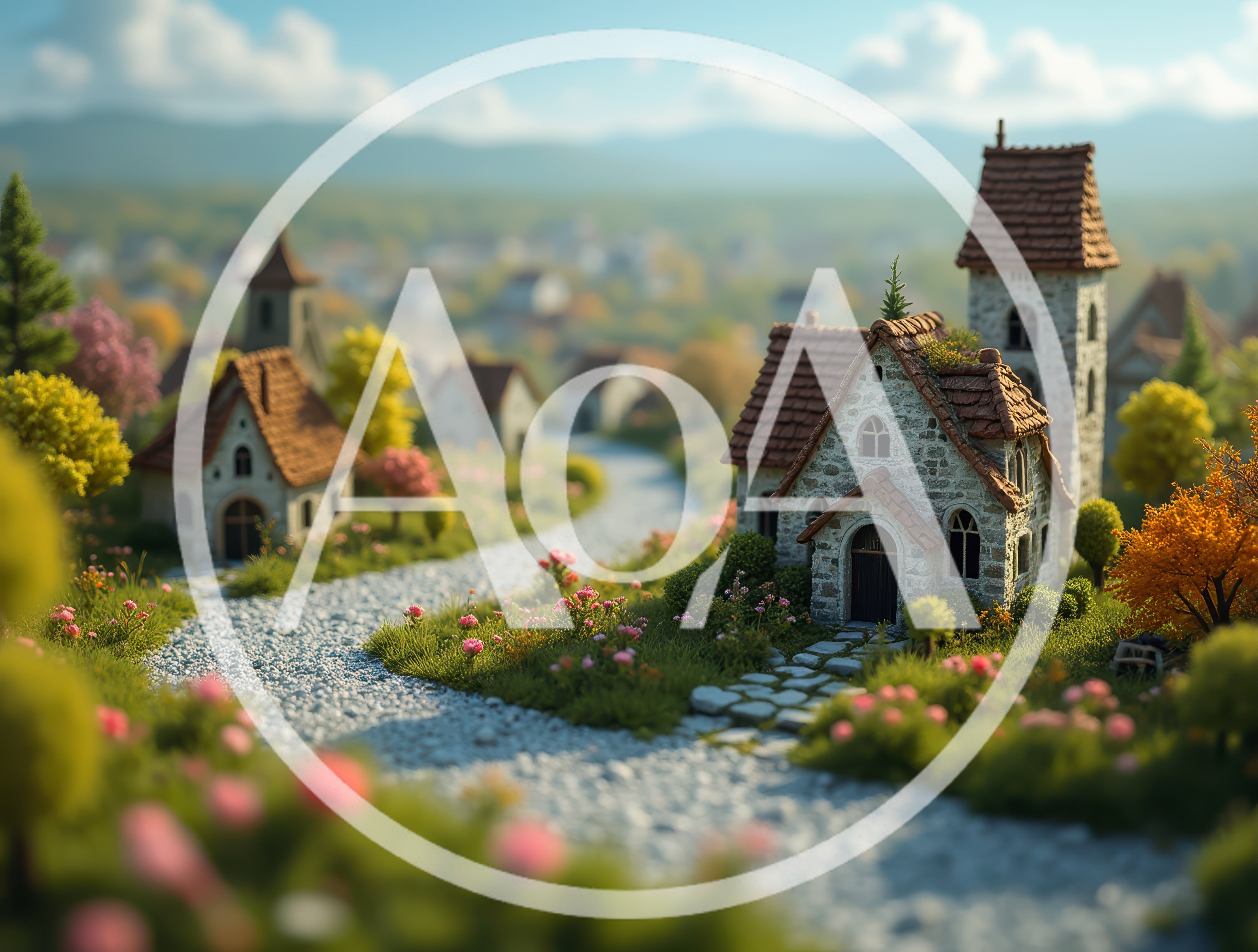 Miniature Fantasy Village With Stone Cottages
