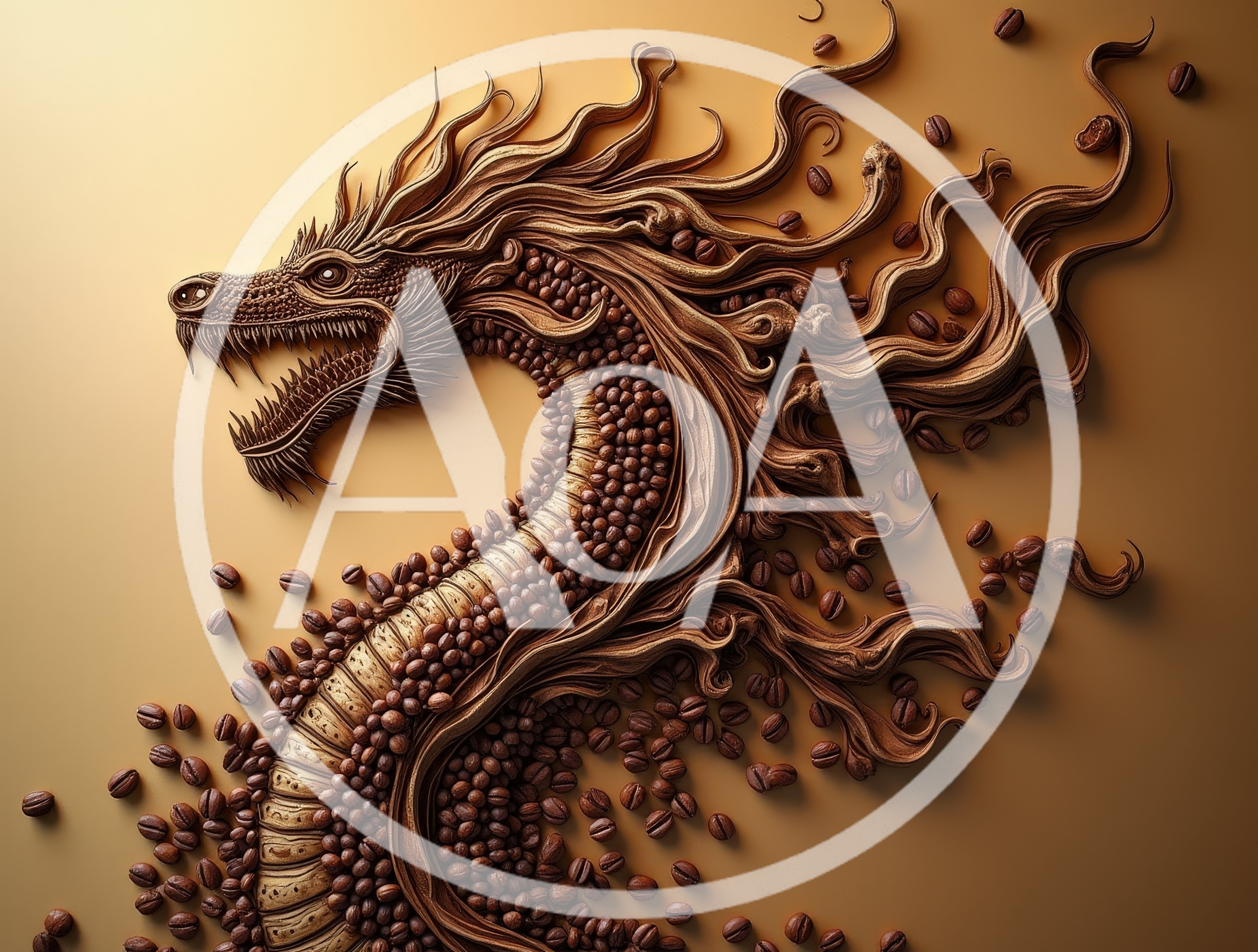 Intricate Dragon Sculpture Made From Roasted Coffee Beans
