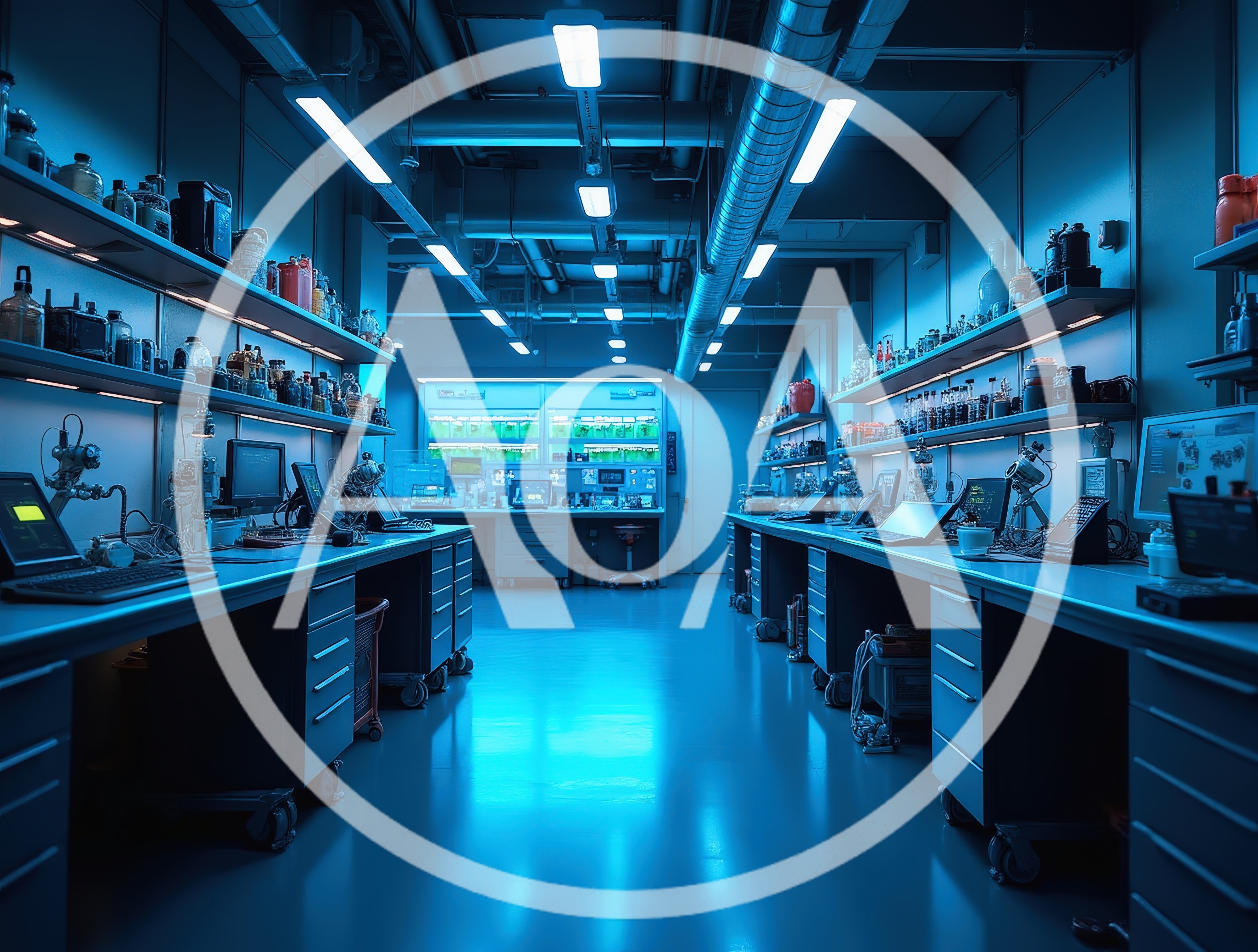 Futuristic Laboratory Interior With Scientific Equipment And Computers