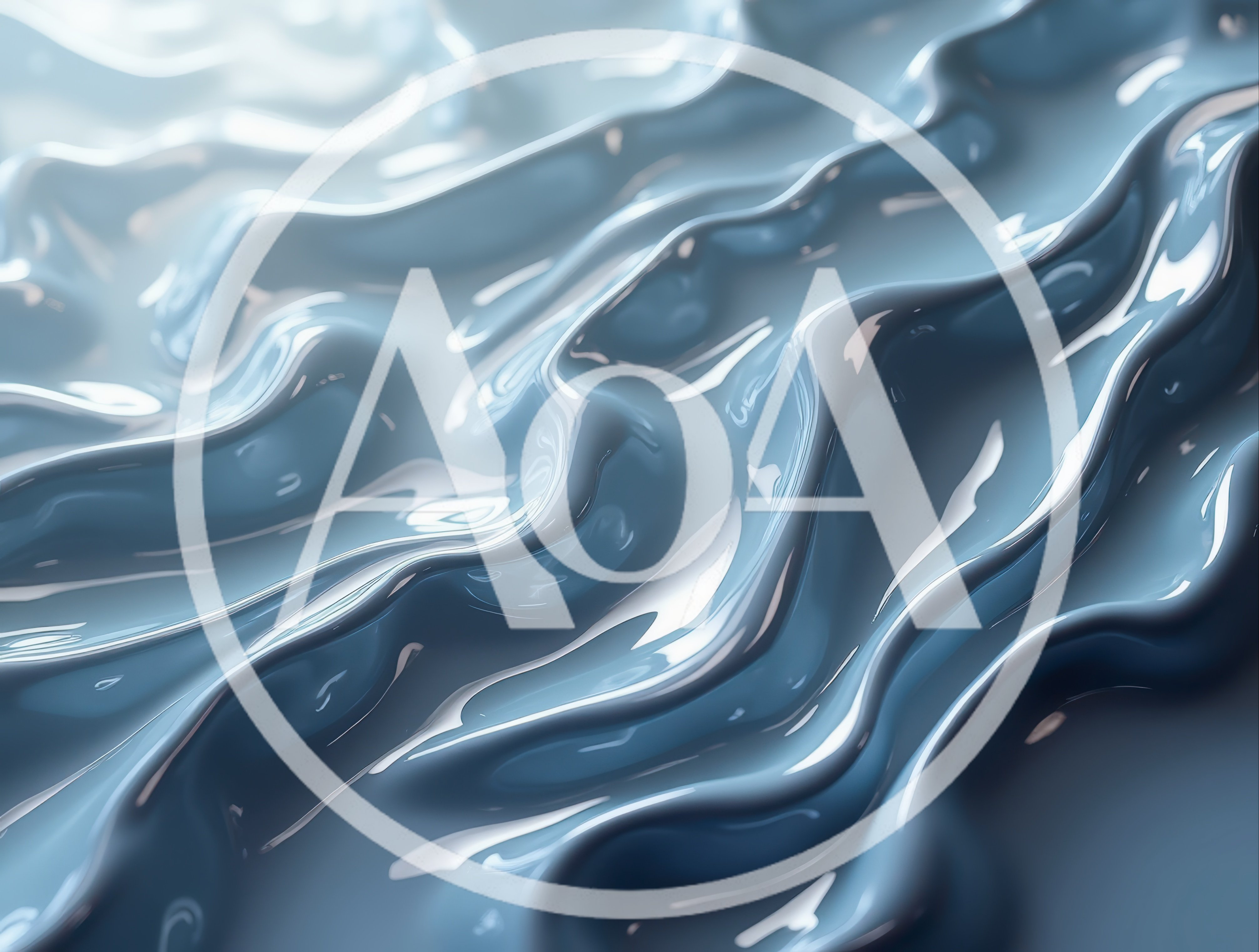 Abstract Blue Liquid Waves With Glossy Surface Texture