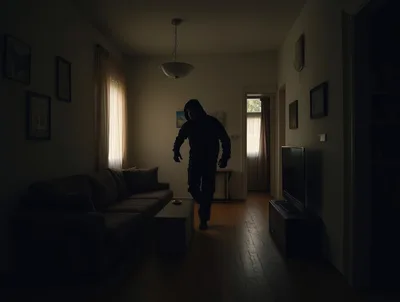Intruder In A Darkened Living Room