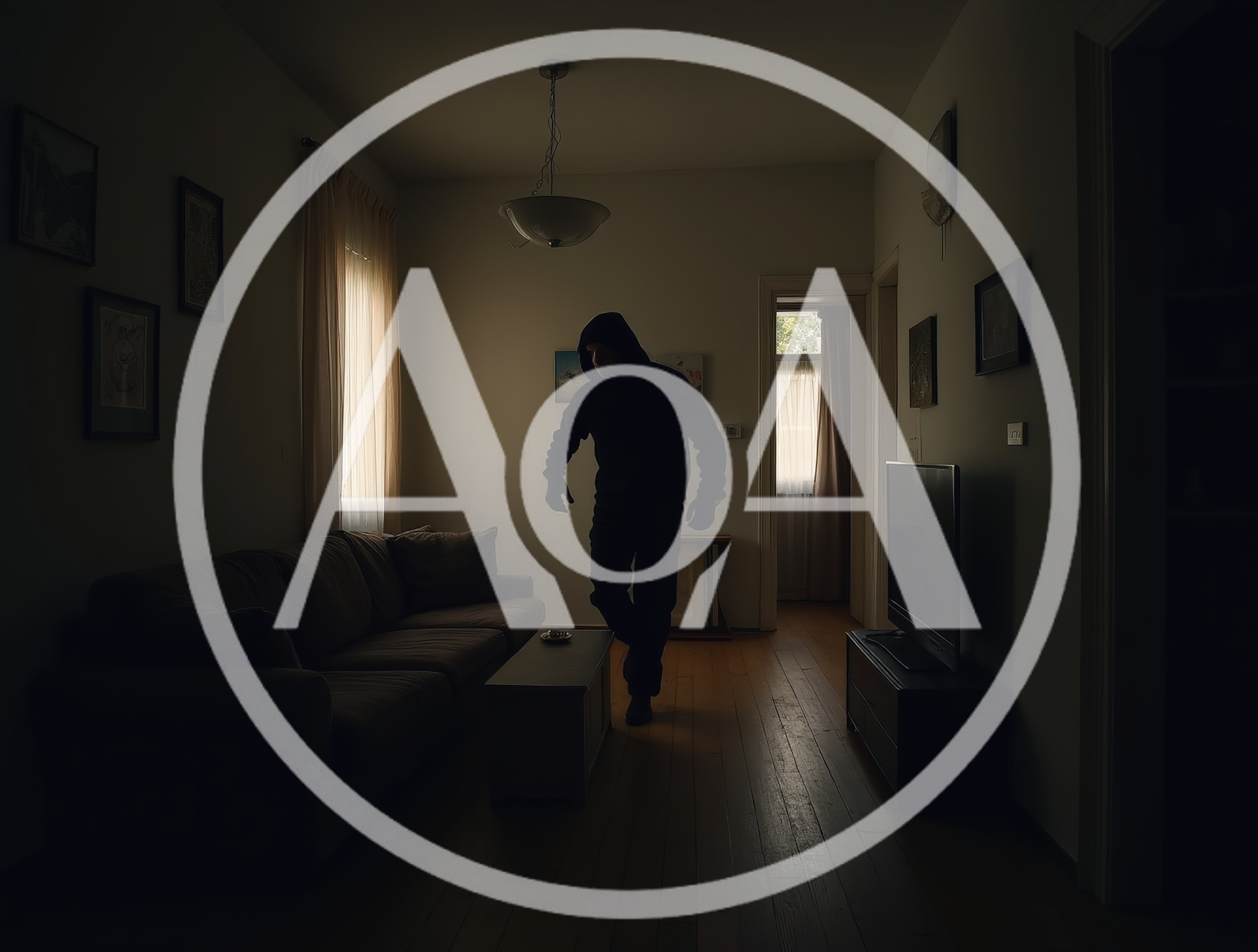 Intruder In A Darkened Living Room