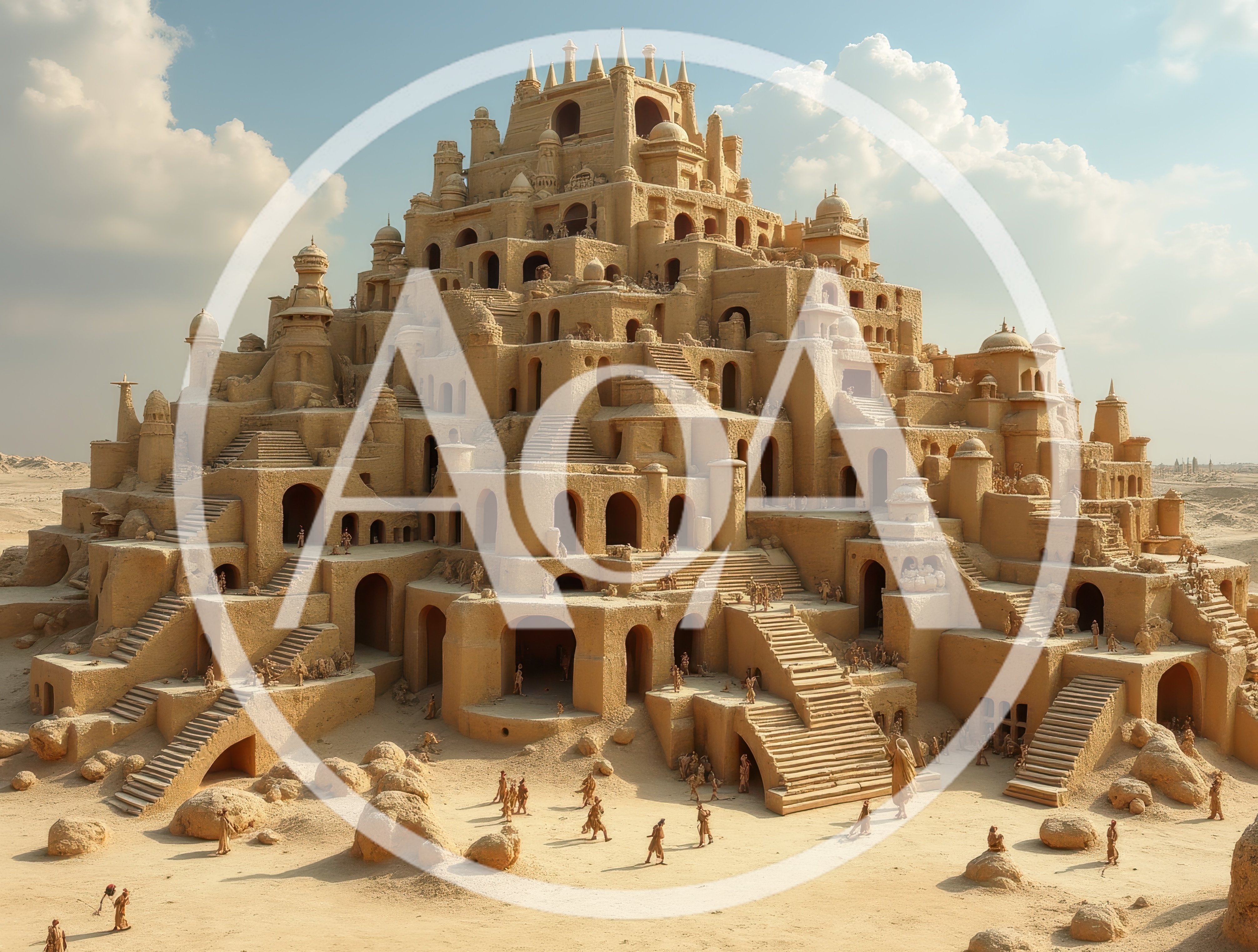 Ancient Sandstone Ziggurat City In The Desert
