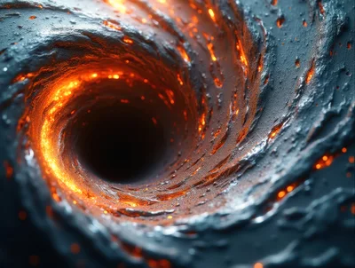 Abstract Vortex Of Molten Metal And Glowing Energy