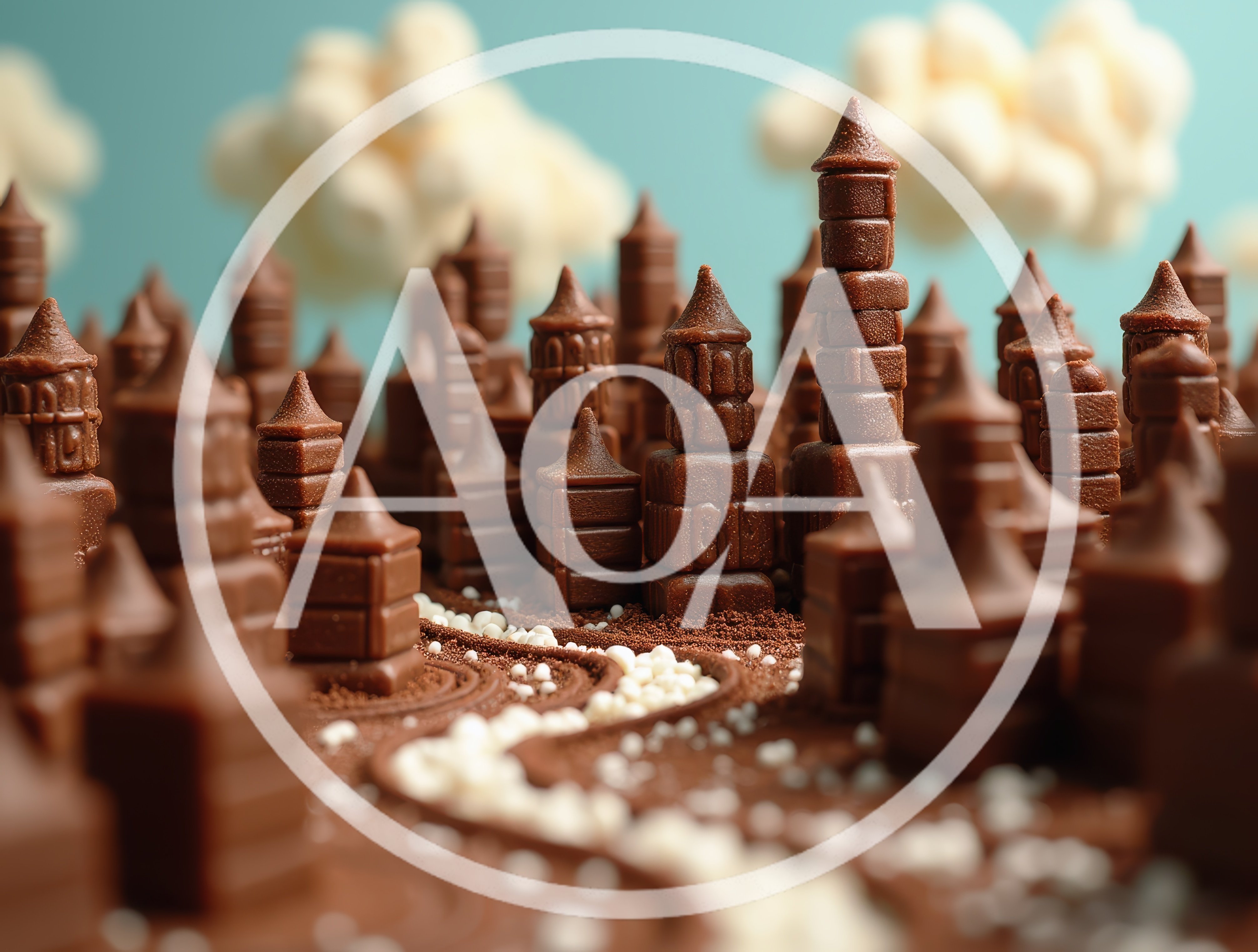Miniature Chocolate Cityscape With Marshmallow Clouds