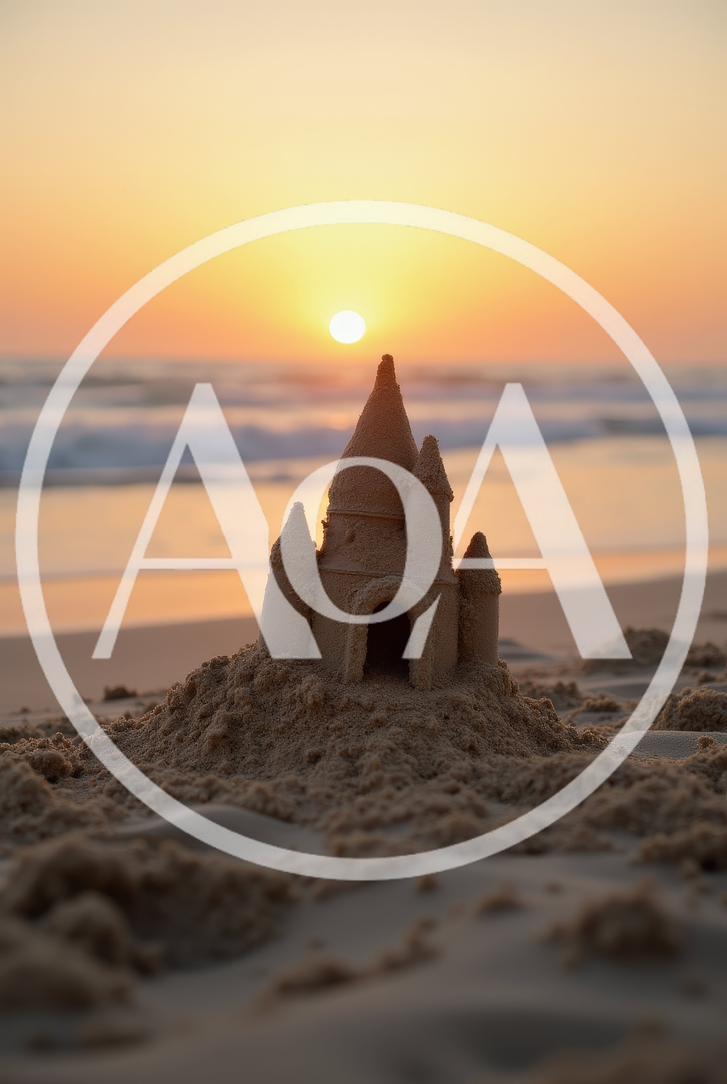Sandcastle On A Beach At Sunset