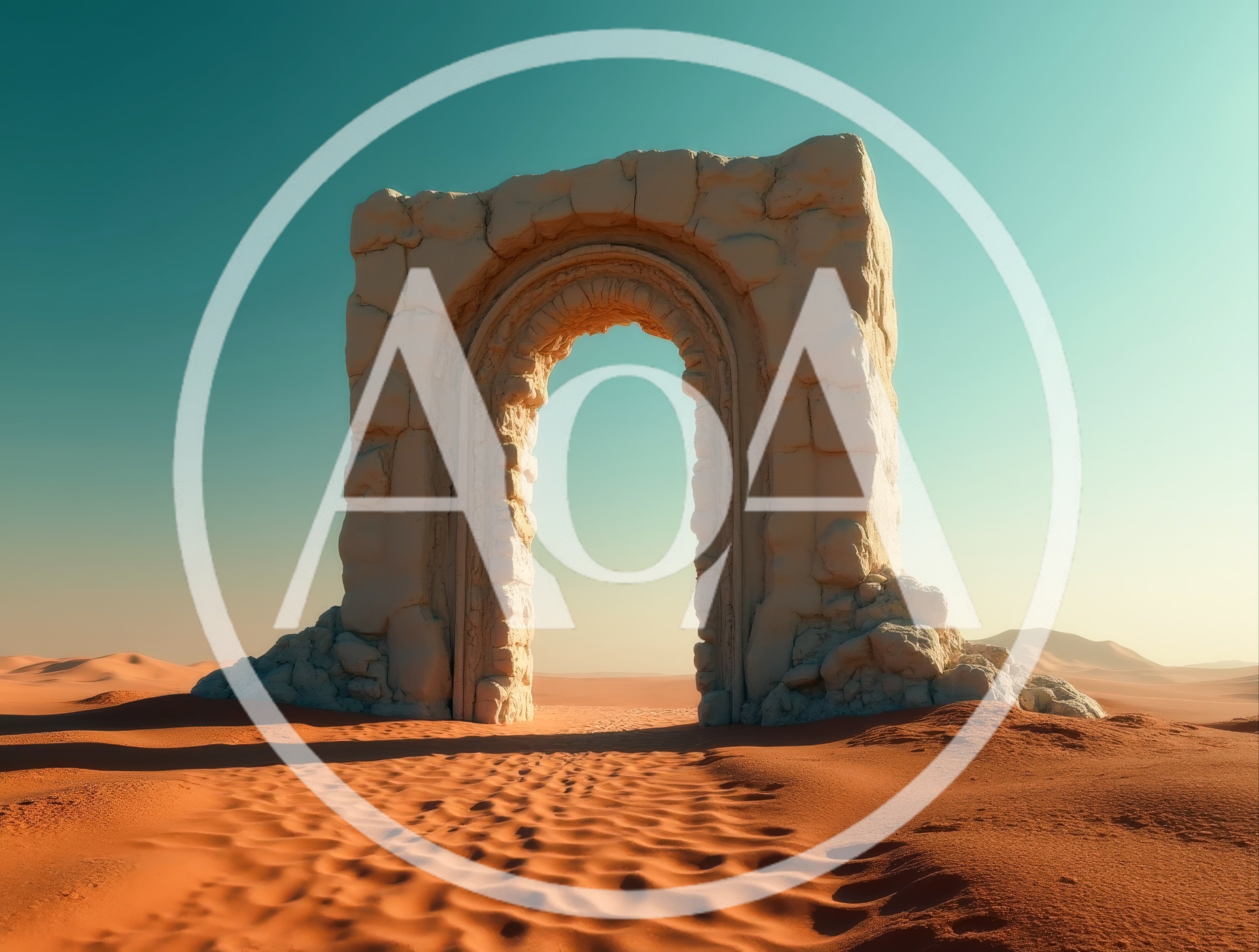 Ancient Stone Archway Standing Alone In A Vast Desert
