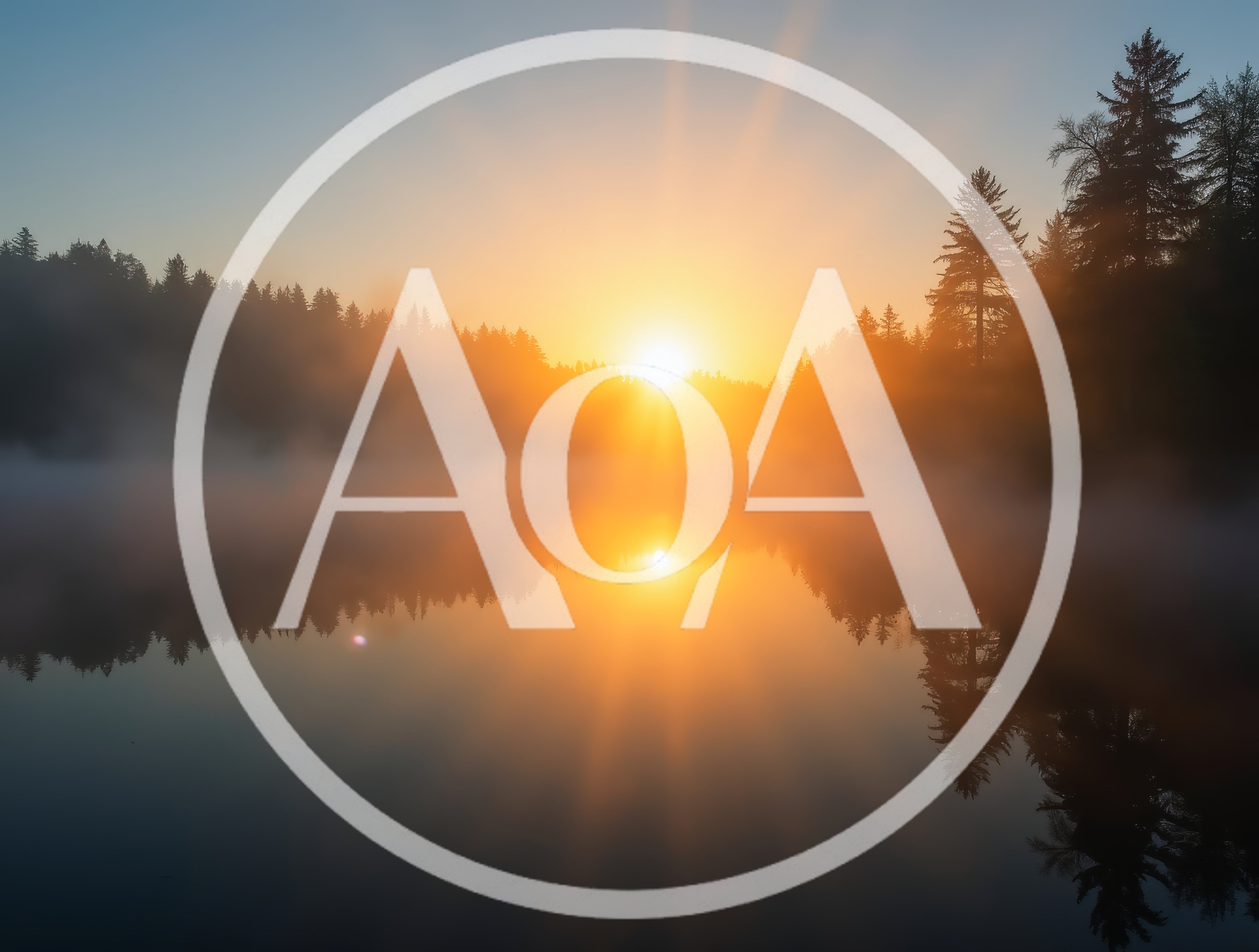 Golden Sunrise Over A Misty Forest Lake