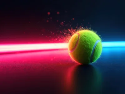 Tennis Ball Impacting Neon Light Beams