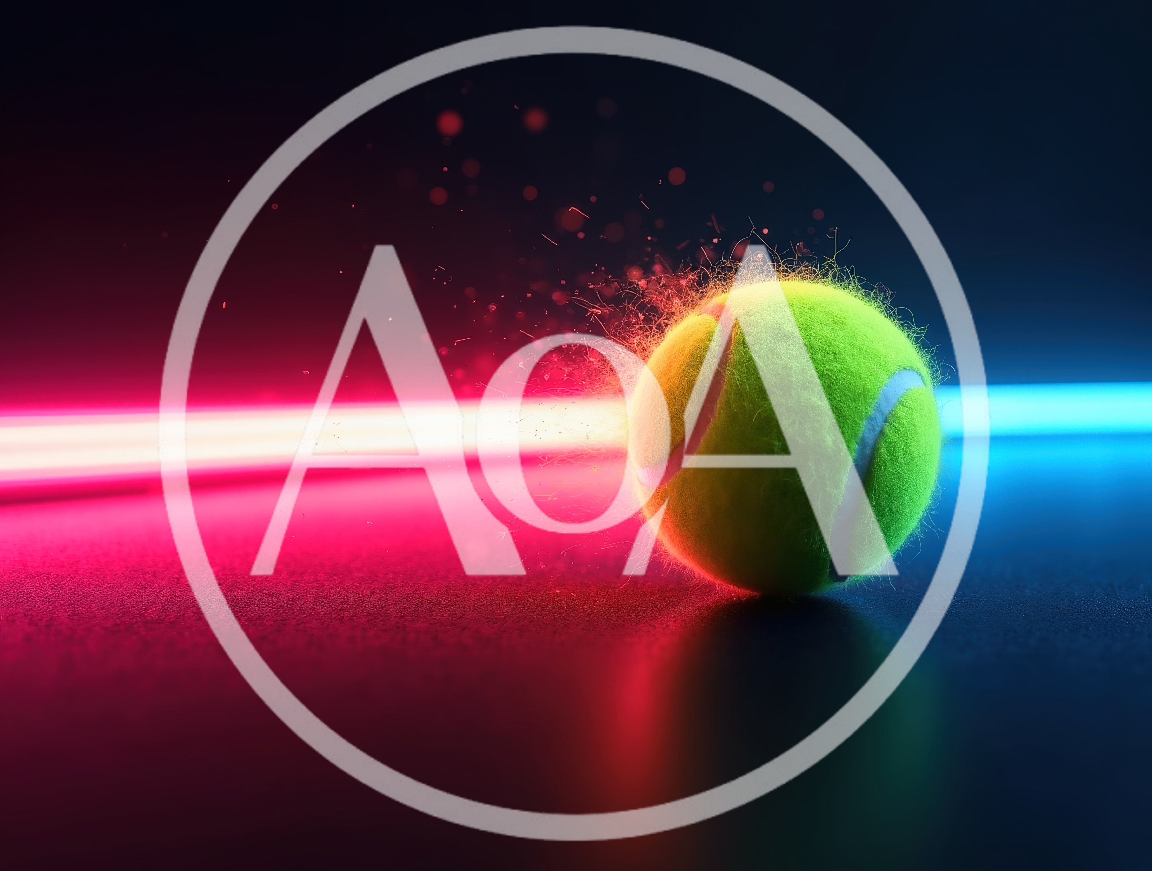 Tennis Ball Impacting Neon Light Beams