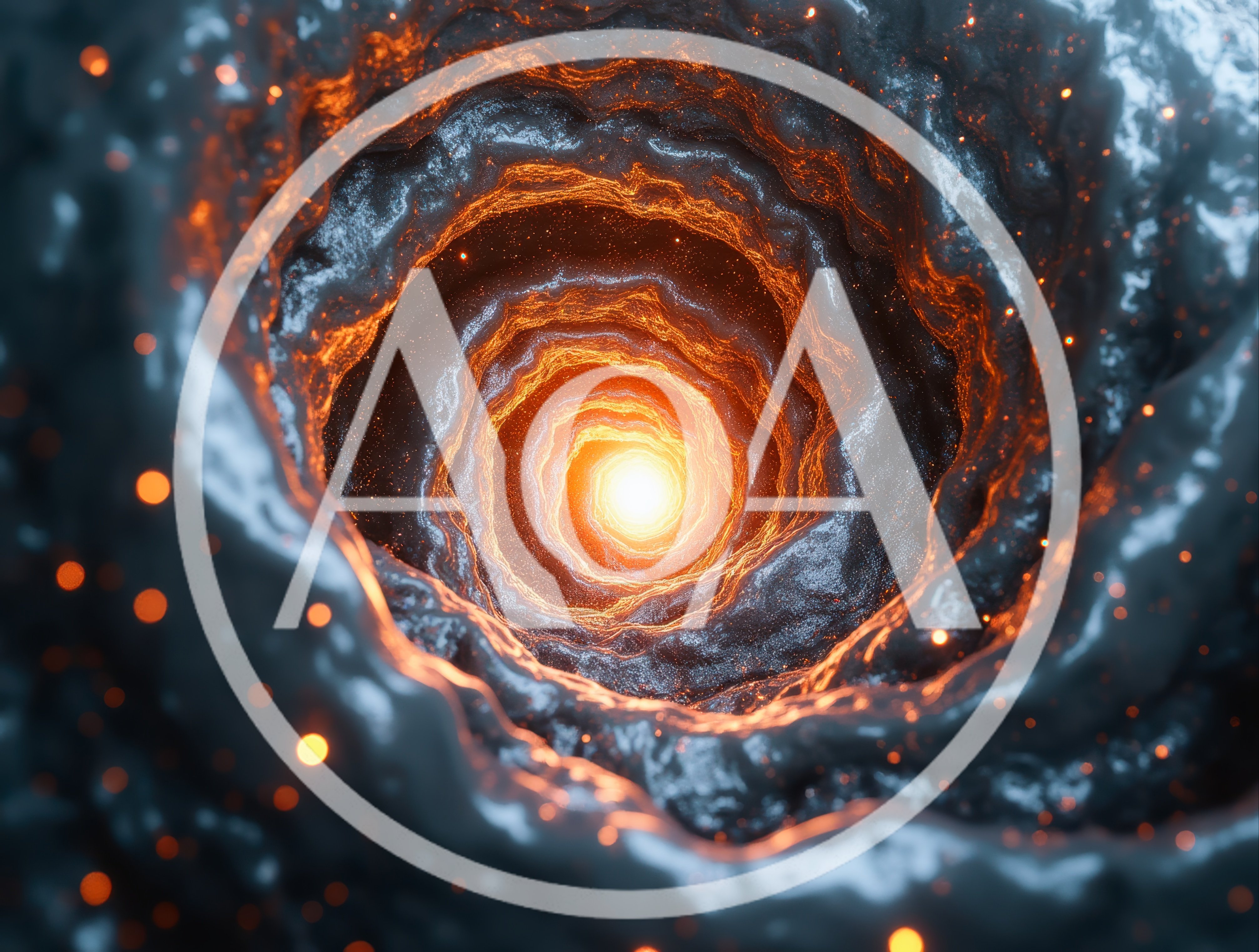 Abstract Cosmic Spiral Tunnel With Glowing Particles