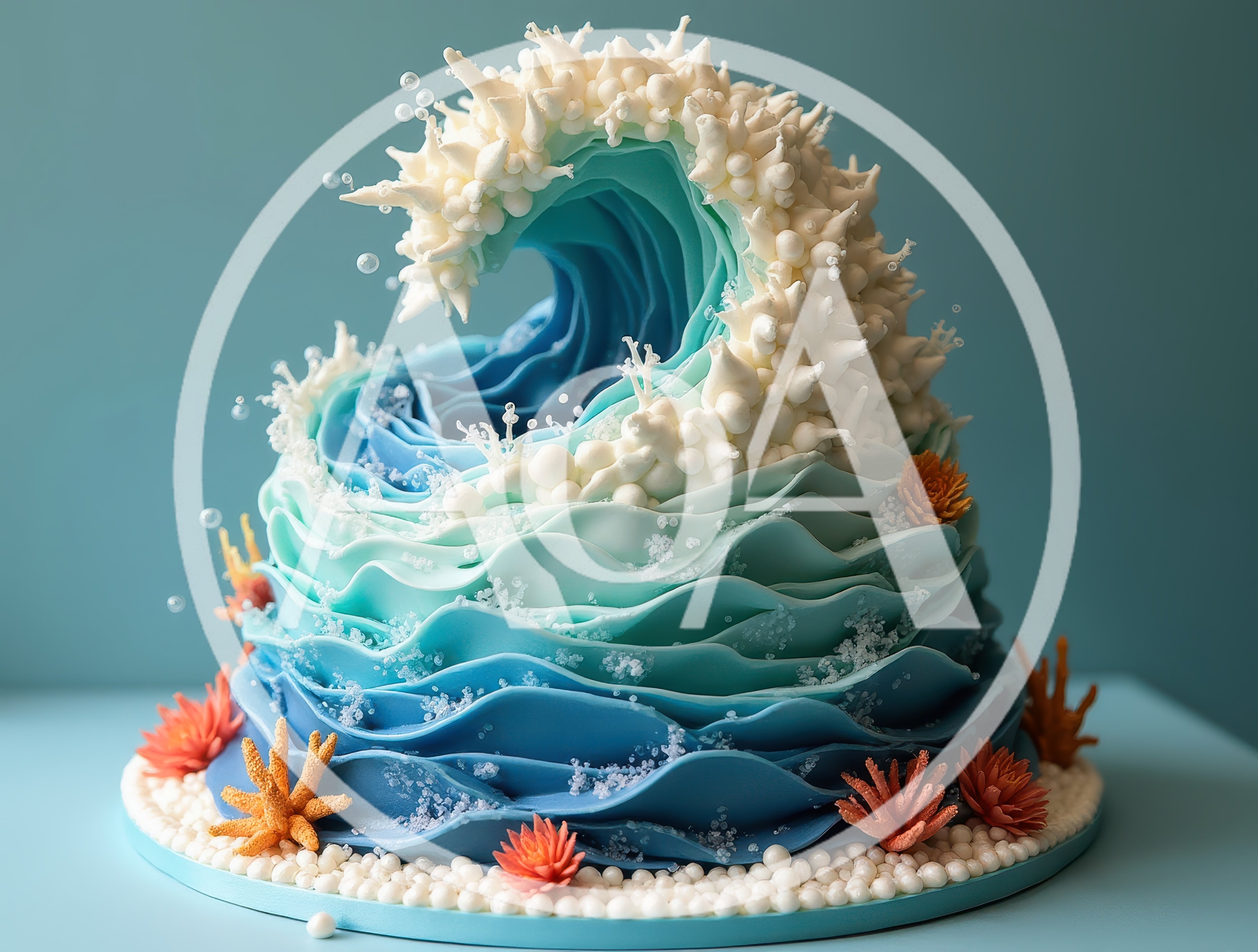 Ocean Wave Themed Decorative Fondant Cake