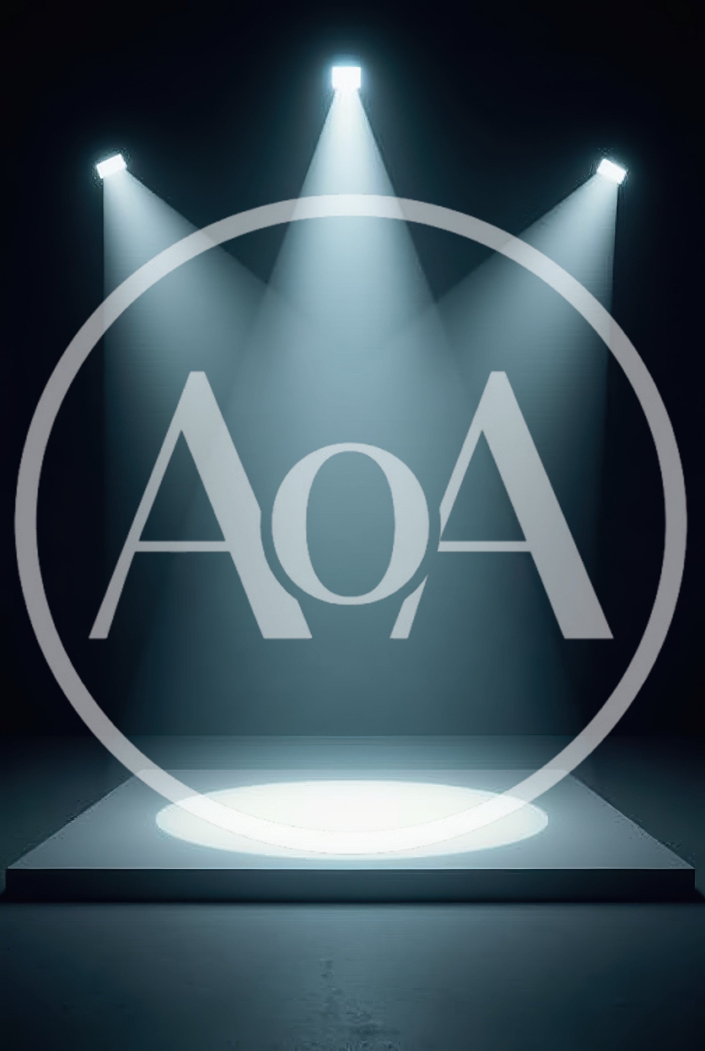 Three Spotlights Illuminating An Empty Stage Platform