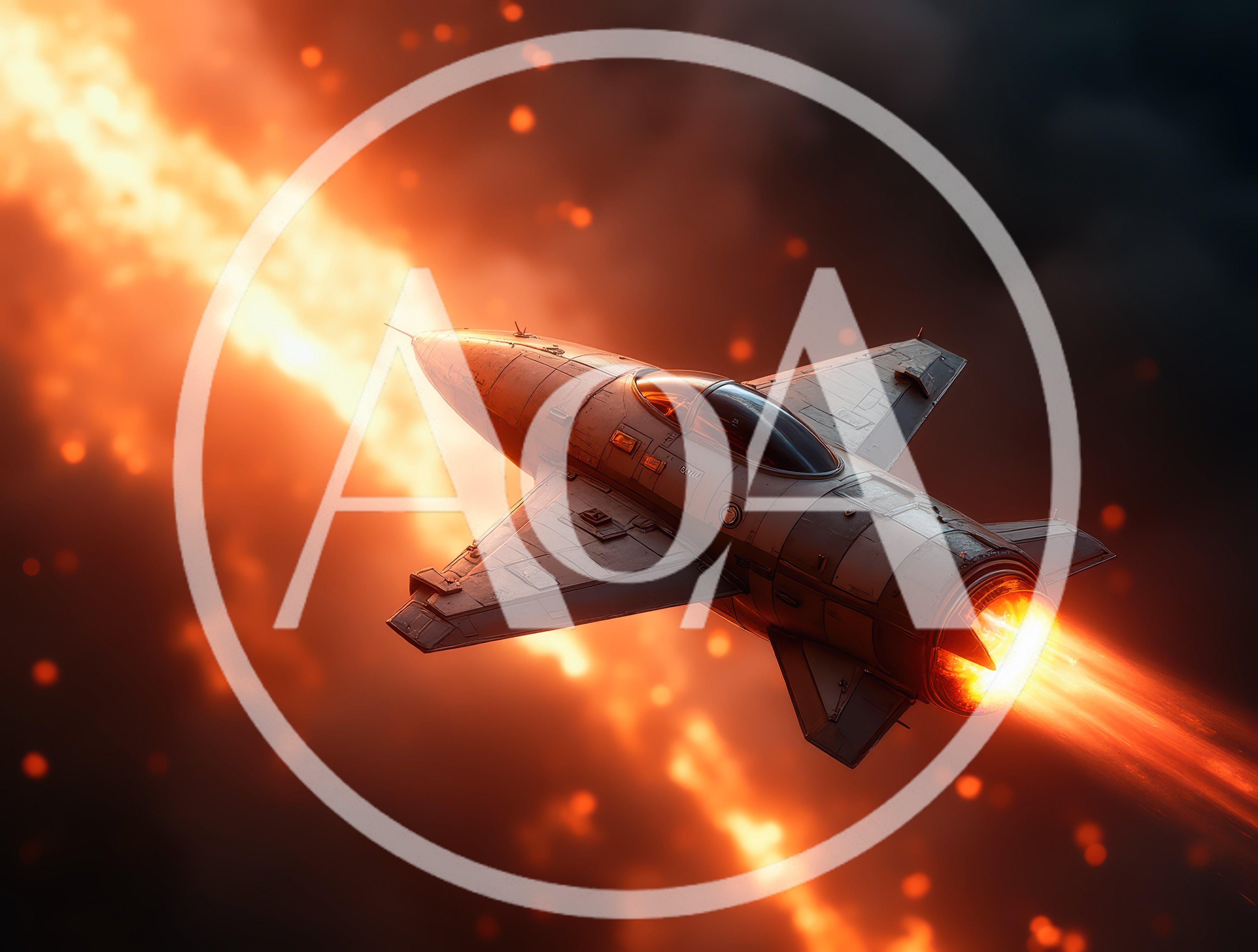 Futuristic Fighter Jet Flying Through Intense Fire