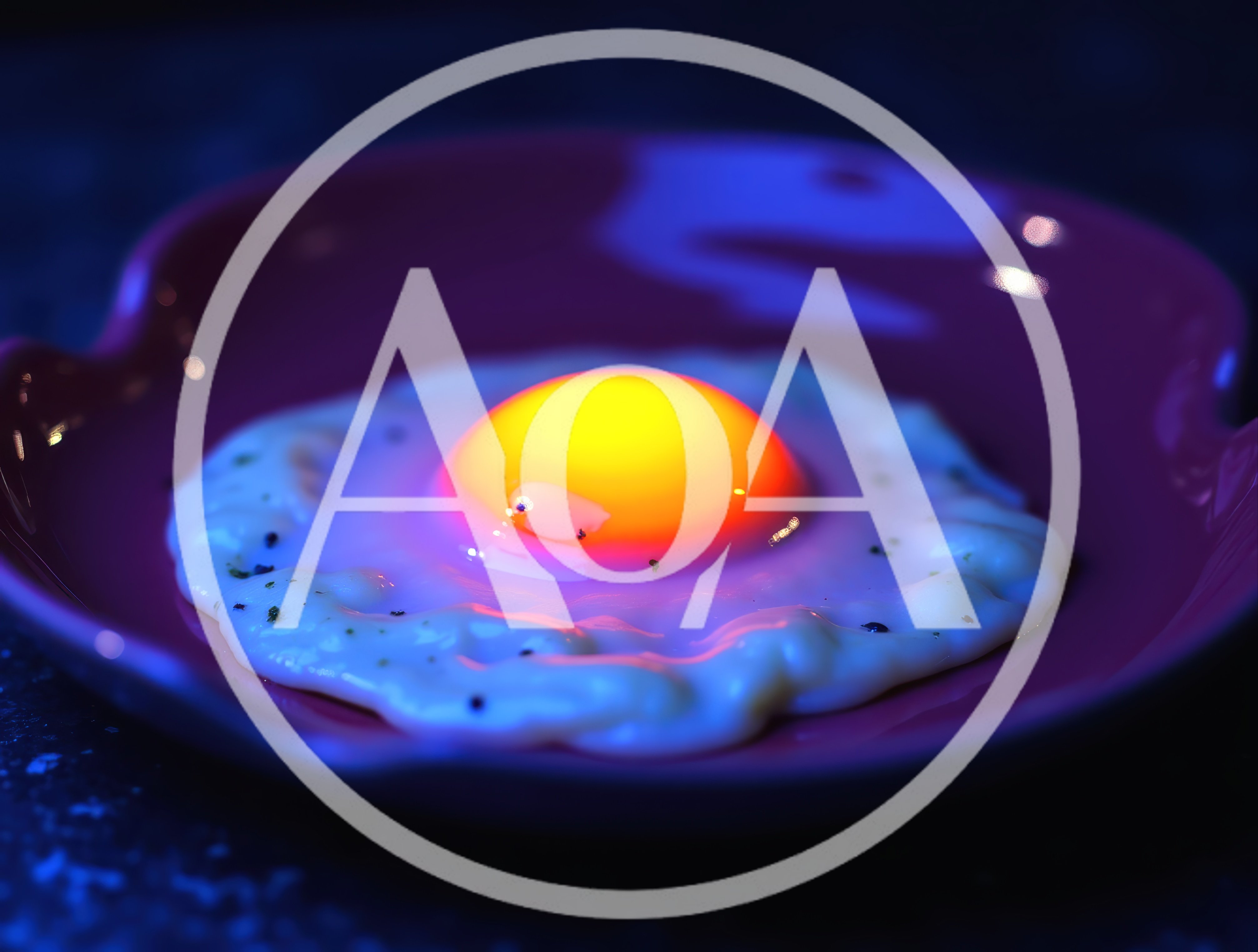 Glowing Fried Egg on a Purple Plate