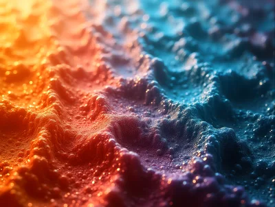 Abstract Textured Landscape With Orange And Blue Gradient